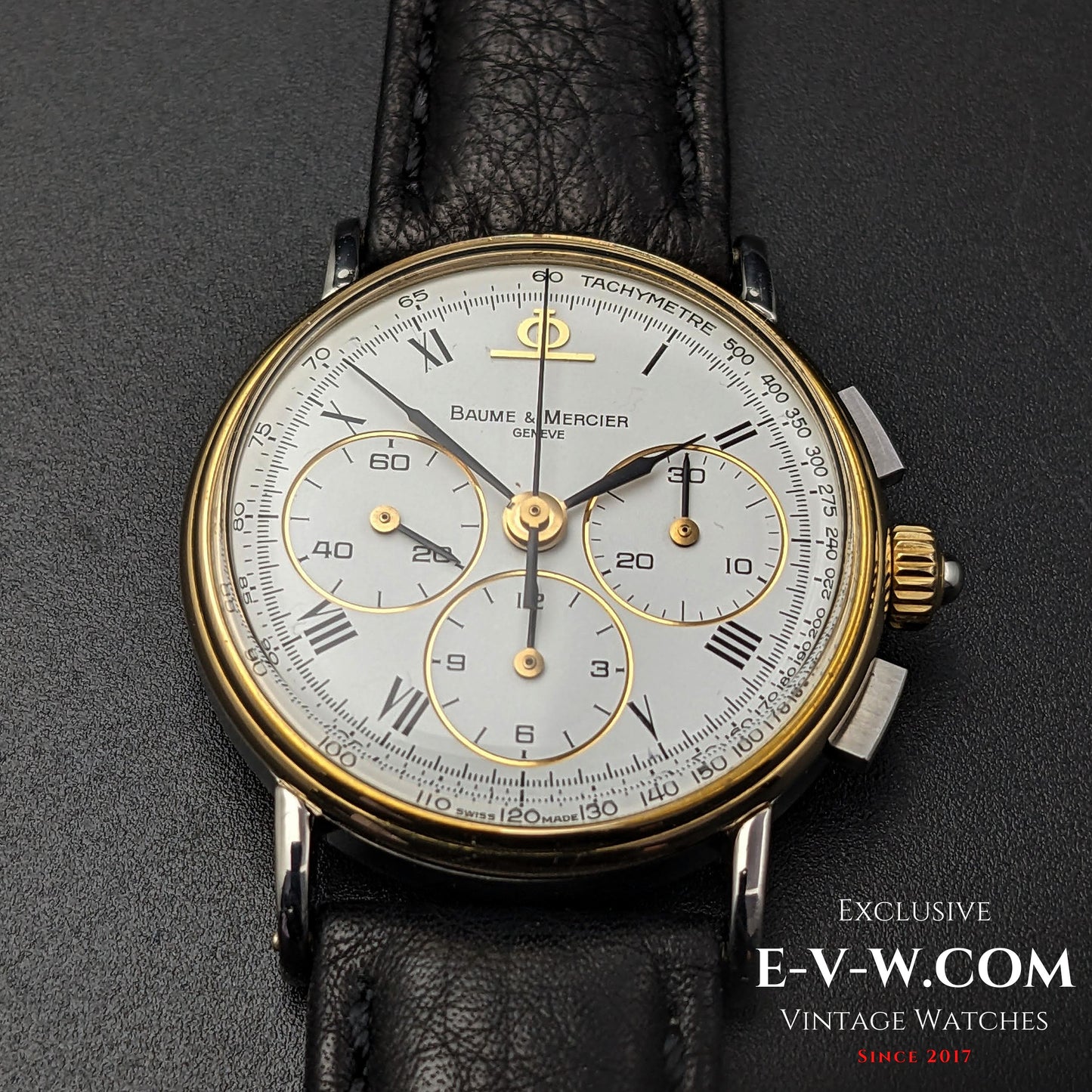 40 Years Old Vintage Baume & Mercier Chronograph Steel Gold / Ref. 6101099 / Cal. Lemania 1873 / Vintage 1980s