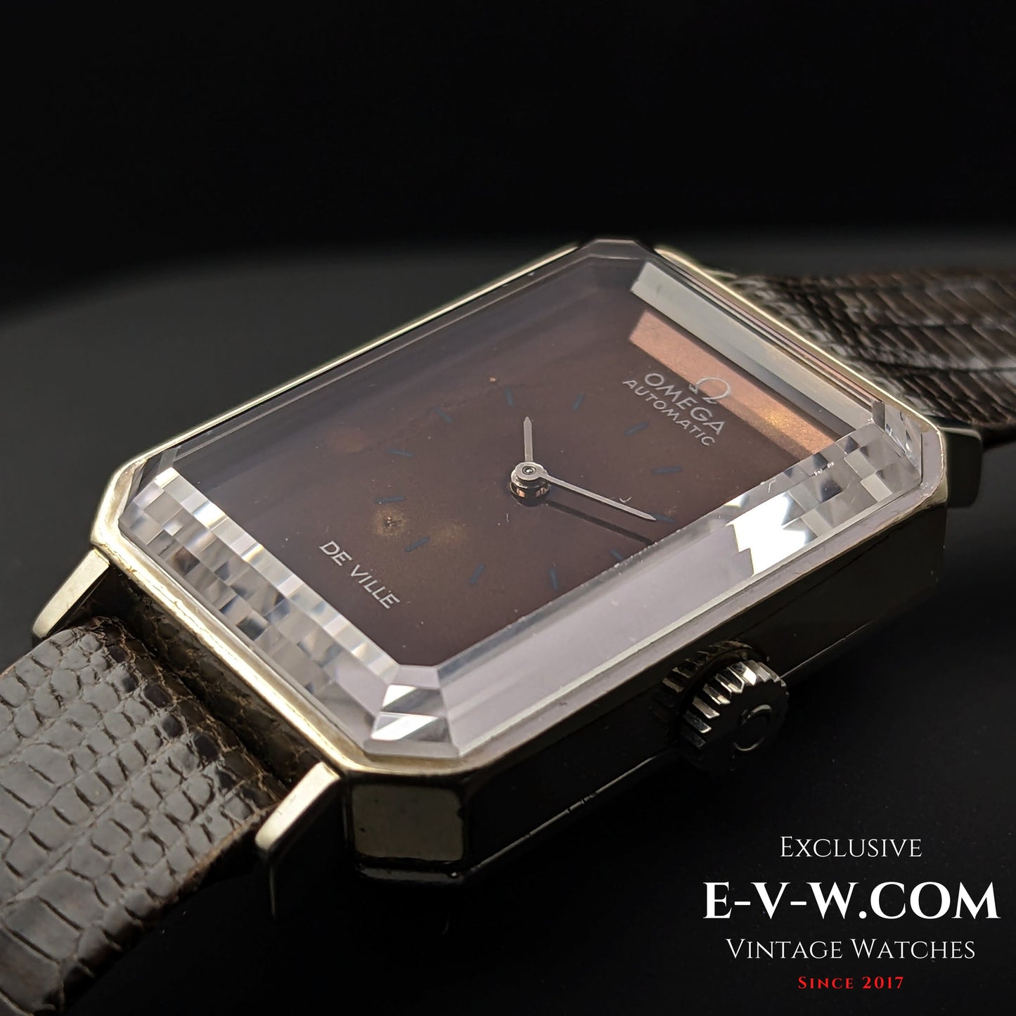 56 Vintage OmeganUnique Emerald Cut Sapphire Crystal "collection of Andrew Grim" / Vintage 1968
