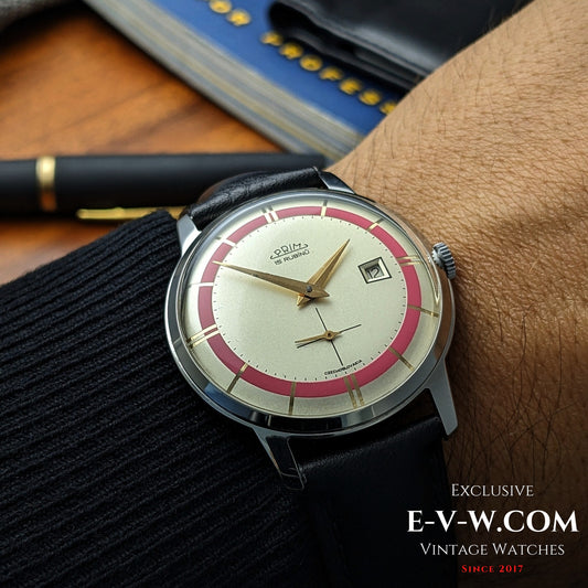 1960s — PRIM — Bulls eye two tone pink dial — Cal 521 — Vintage 1960 — Serviced