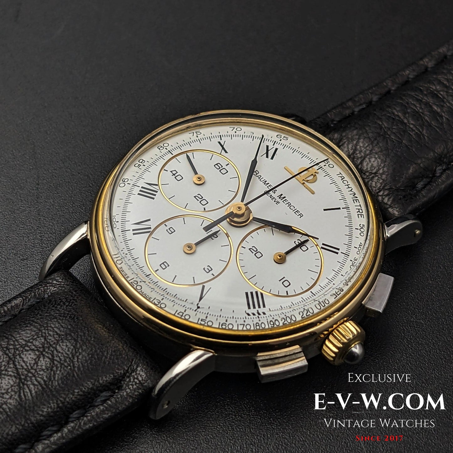 40 Years Old Vintage Baume & Mercier Chronograph Steel Gold / Ref. 6101099 / Cal. Lemania 1873 / Vintage 1980s