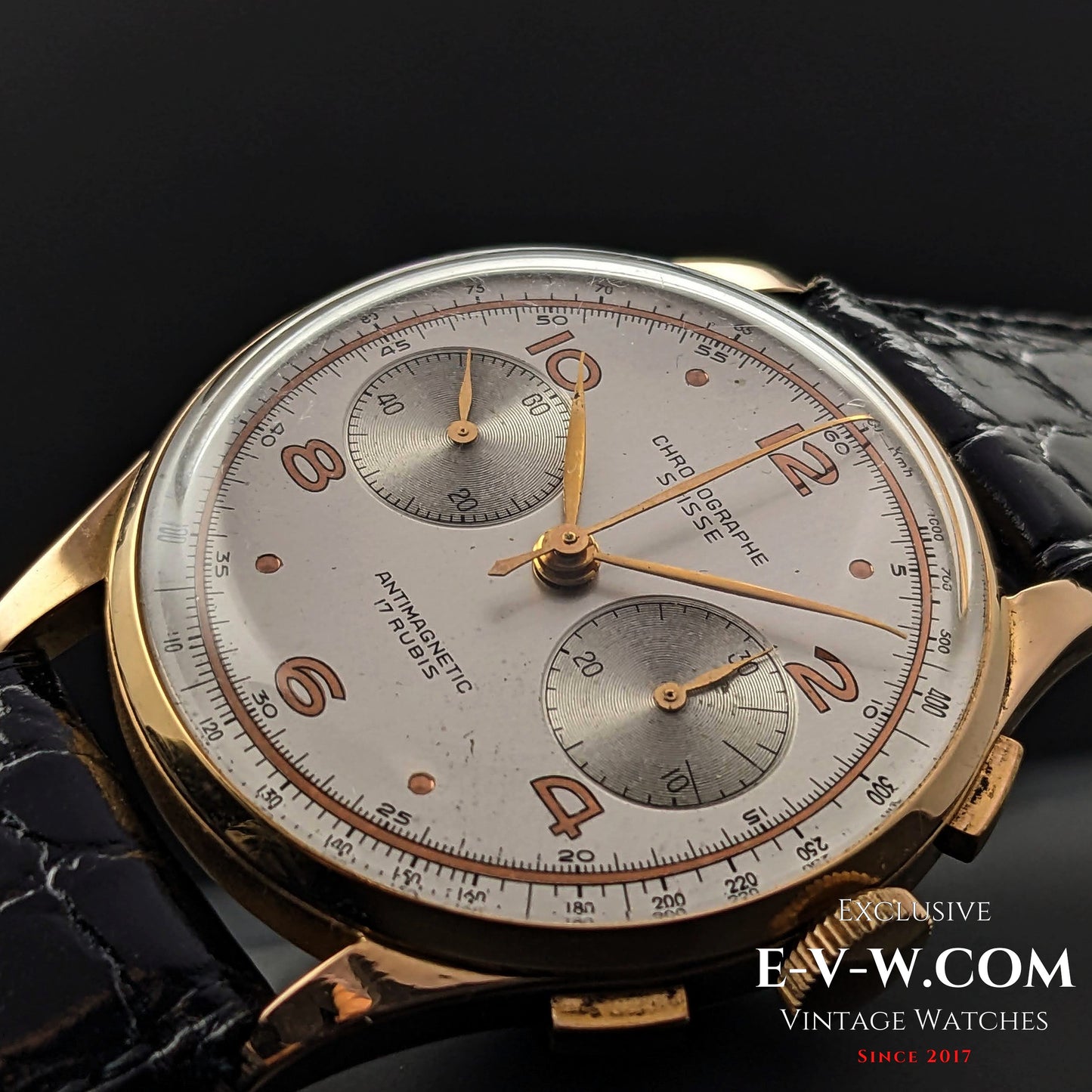 78 Years Old Vintage CHRONGRAPHE SUISSE 18K Rose Gold / Cal. Landeron 51 / Vintage 1945