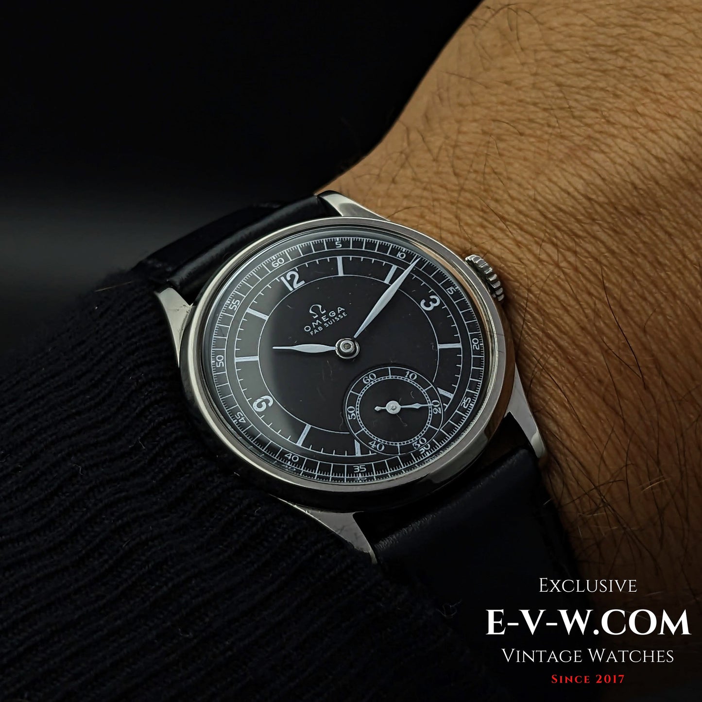 88 Years Old Vintage Omega FAB SUISSE / Black Dial / Cal.26.5SOBT2 / 1935Vintage
