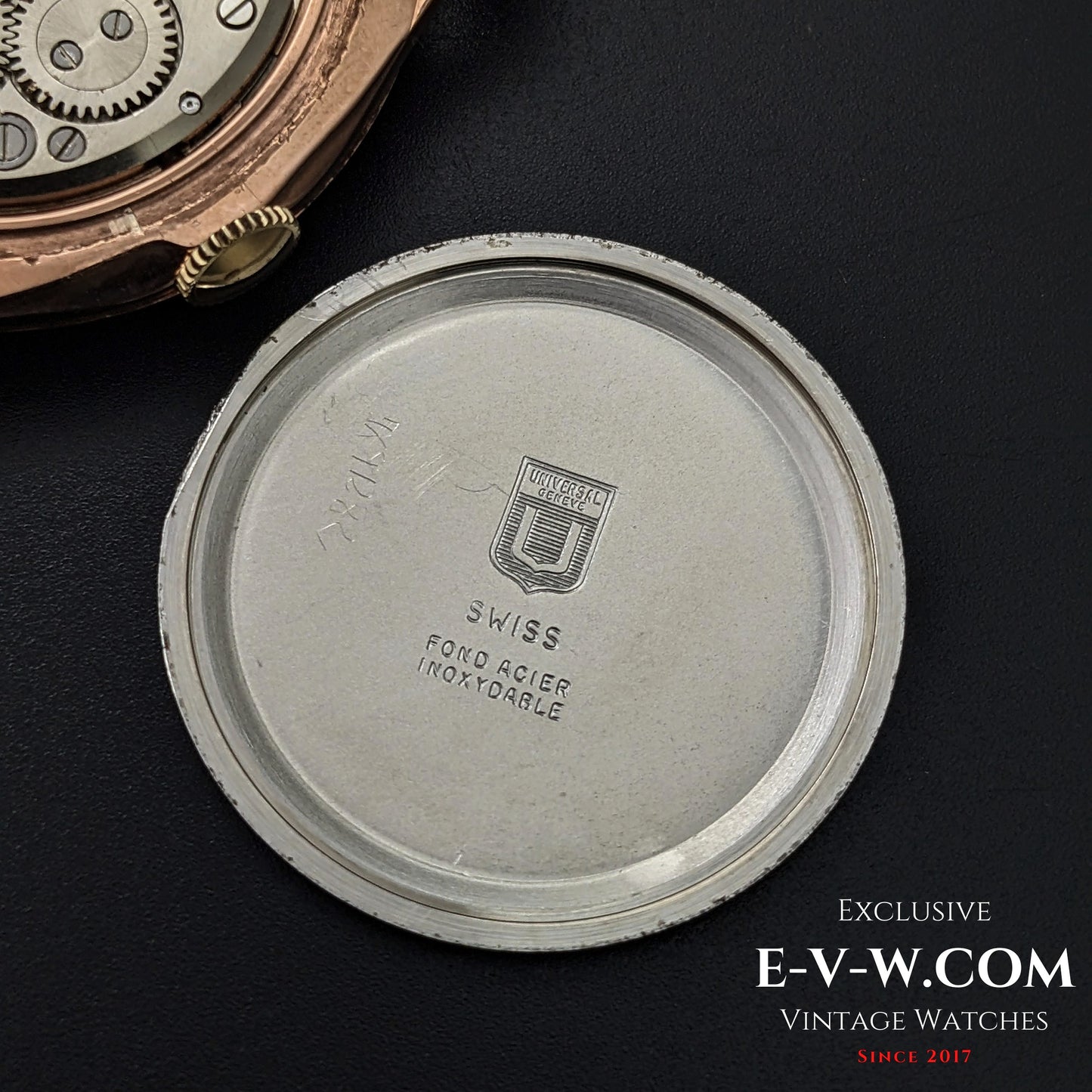 80 Years Old Vintage Universal GENEVE WWII JUMBO 38MM / Pink Gold Platted / Cal.1200 / Vintage 1945