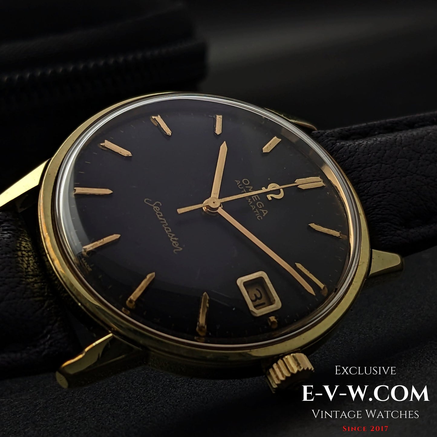 Omega Seamaster Black Dial Automatic / Gold Plaque / Ref 166002 / cal. 565  / Vintage 1967