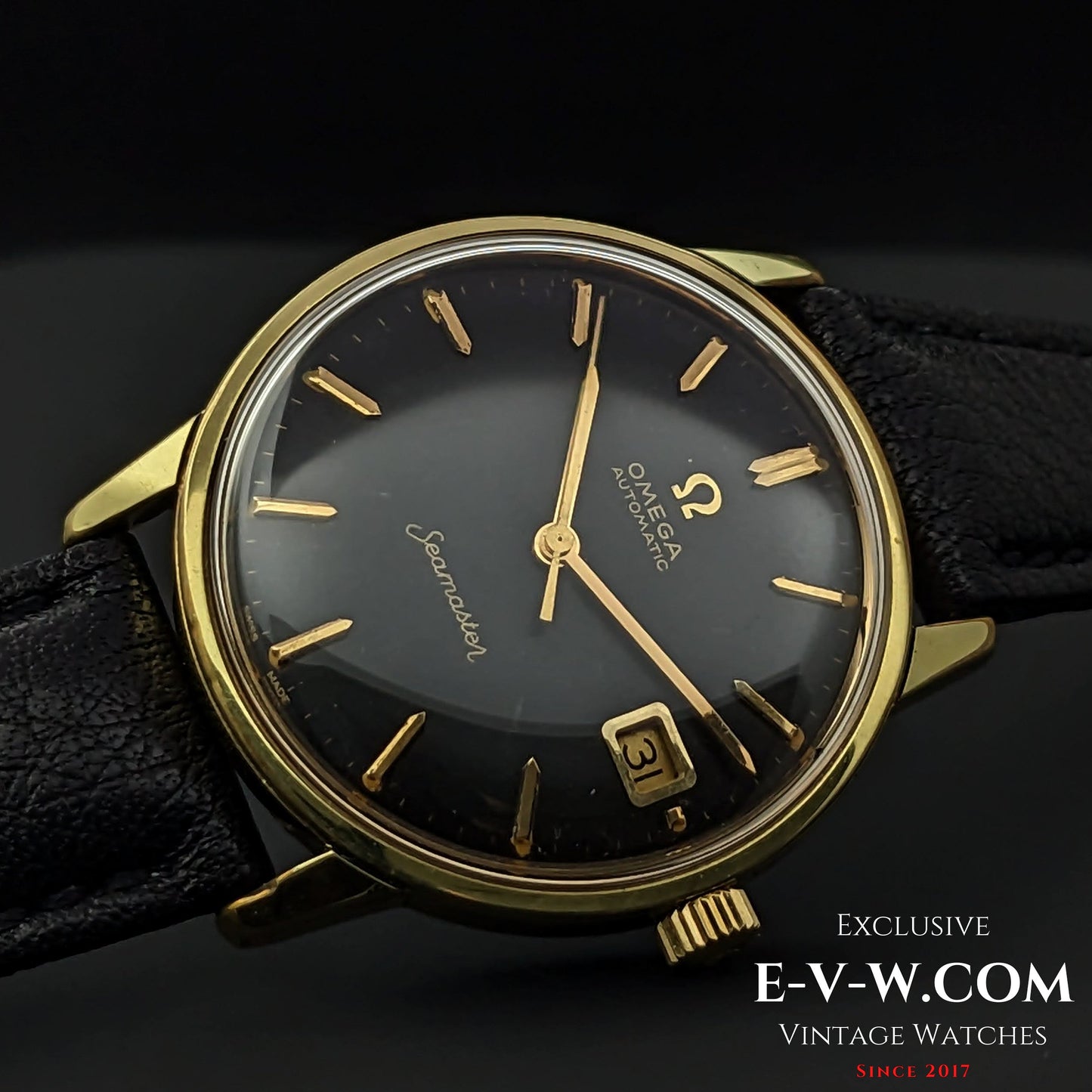 Omega Seamaster Black Dial Automatic / Gold Plaque / Ref 166002 / cal. 565  / Vintage 1967