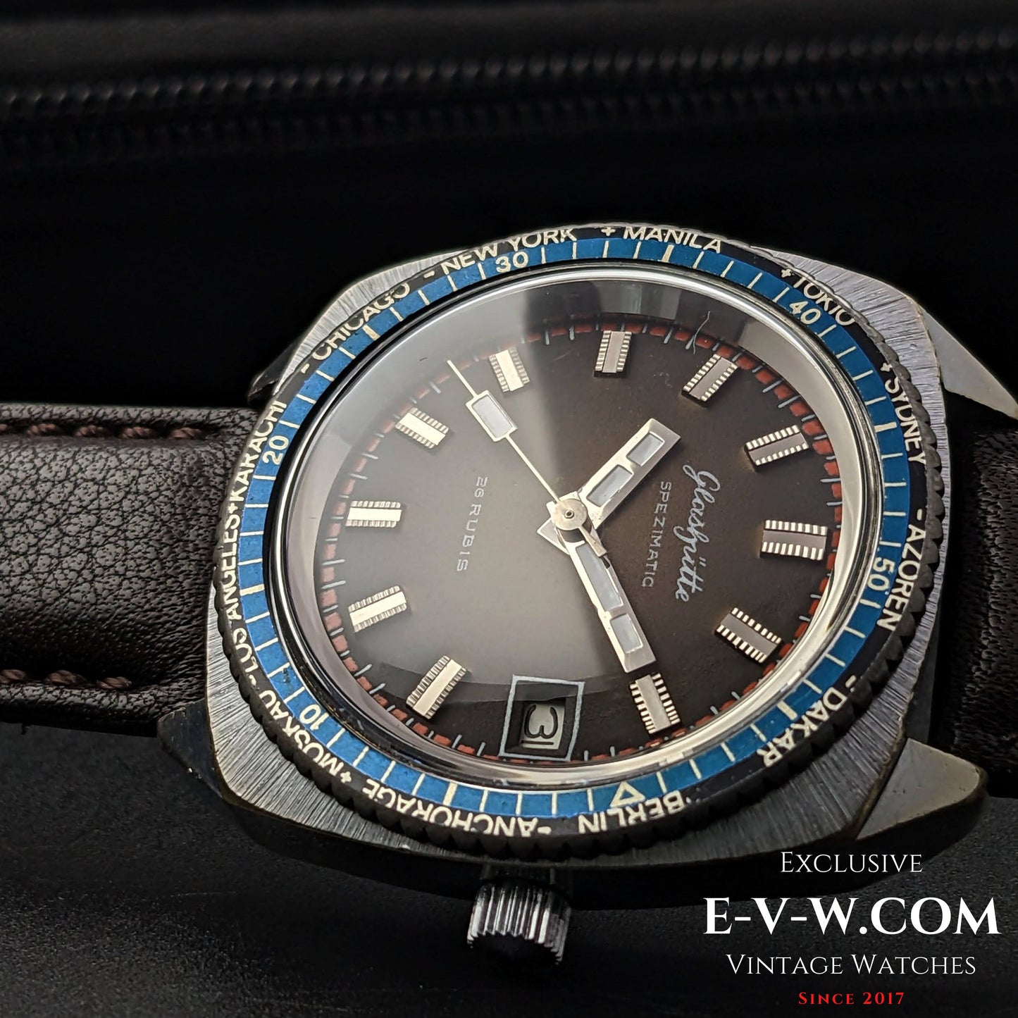 Rare GUB Glashütte SPEZIMATIC WORLD TIME / 26 RUBIS Automatic cal 75 / Vintage 1960s