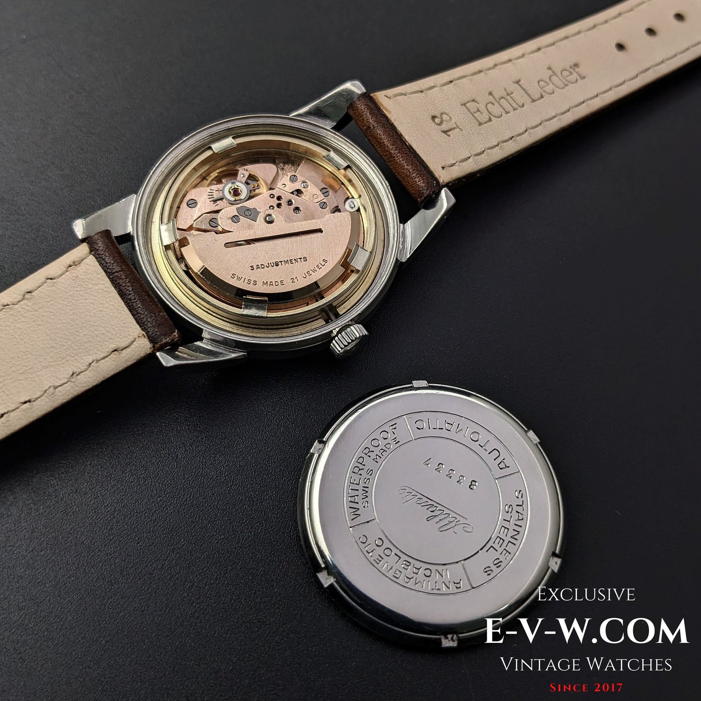 Very Rare Vitnage 1970 Atlantic Automatic / Power Reserve / Two tone Bull's Eye Dial Cal.AS 1382N