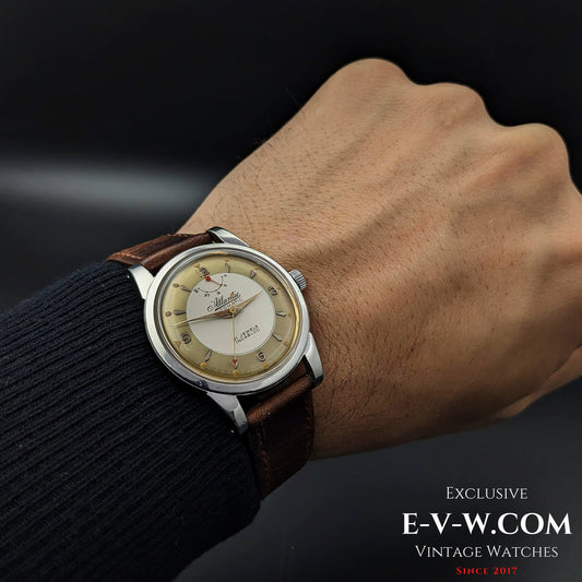 Very Rare Vitnage 1970 Atlantic Automatic / Power Reserve / Two tone Bull's Eye Dial Cal.AS 1382N