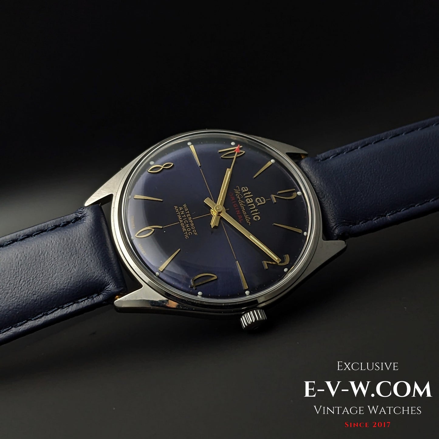 55 Years Old Vintage Atlantic Worldmaster Original Blue / Cal. 969 / Vintage 1970