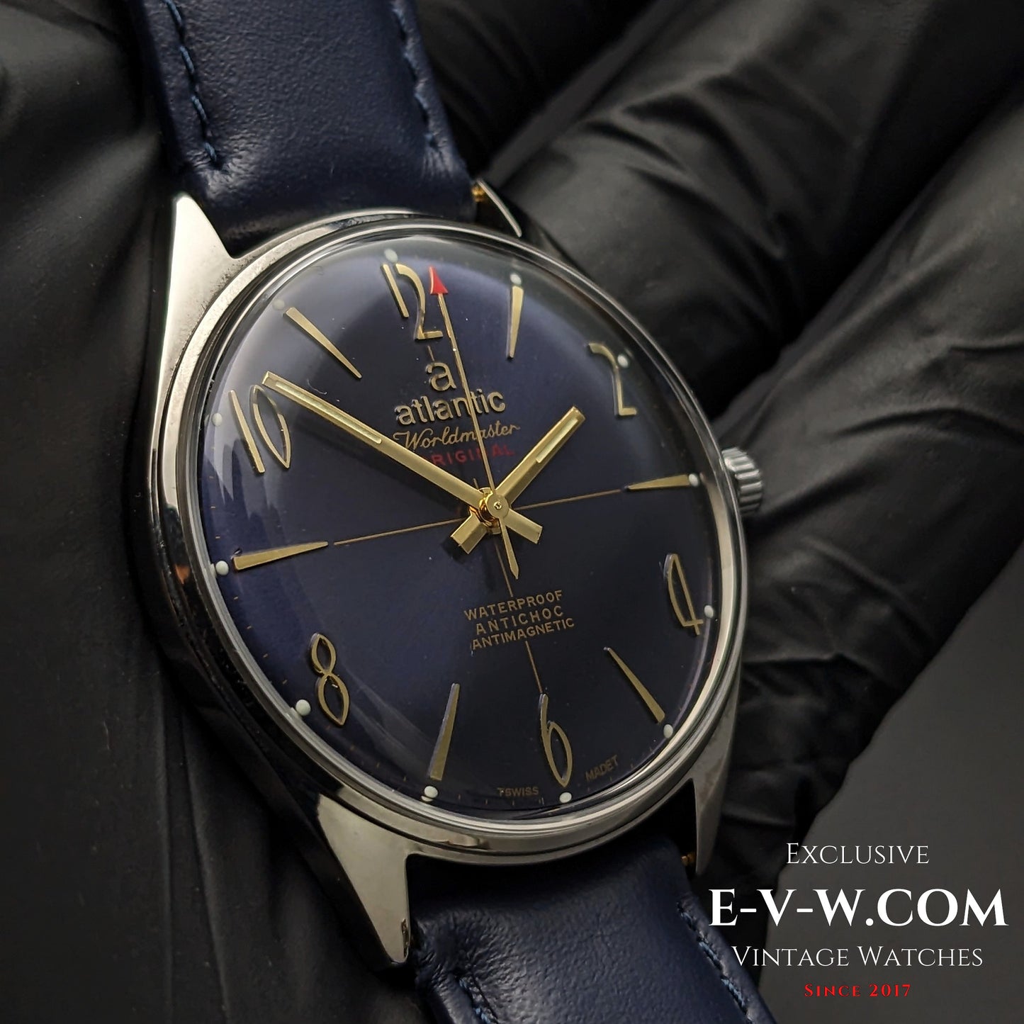 55 Years Old Vintage Atlantic Worldmaster Original Blue / Cal. 969 / Vintage 1970