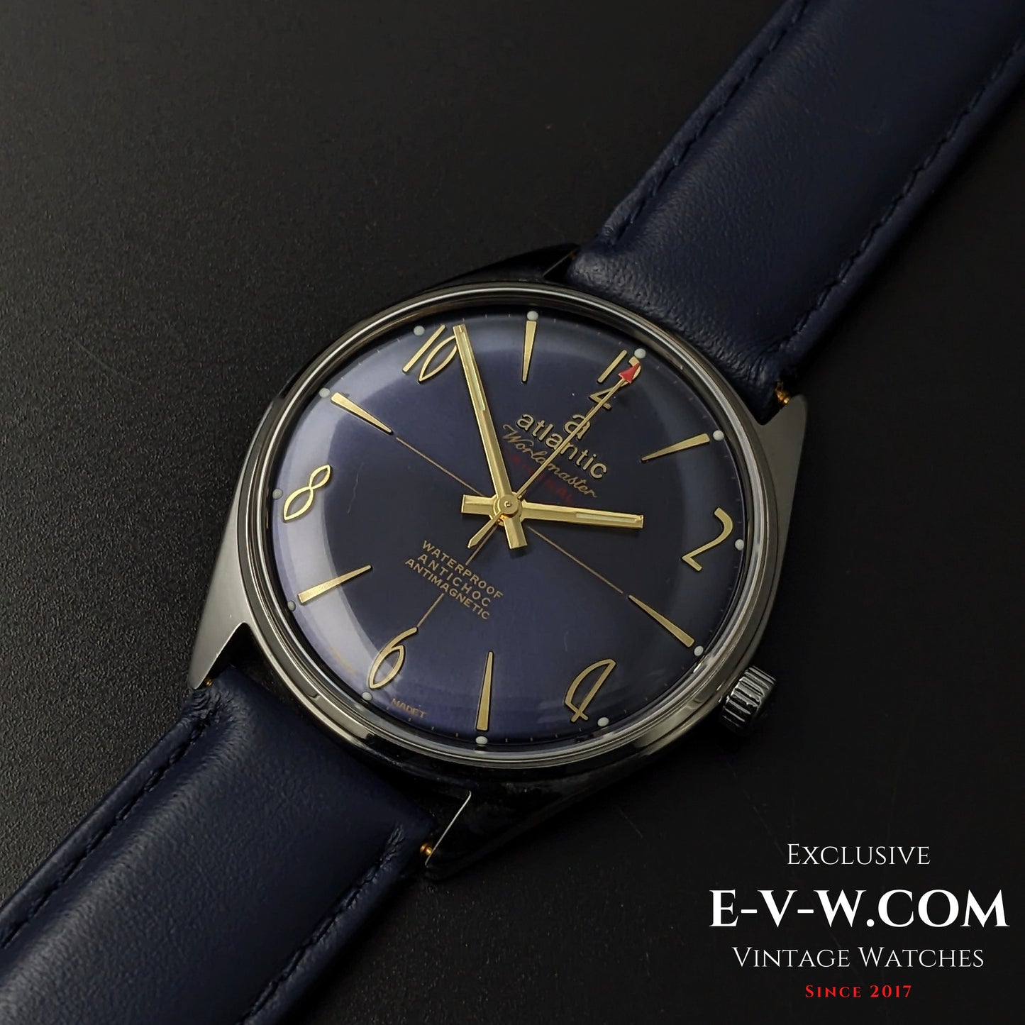 55 Years Old Vintage Atlantic Worldmaster Original Blue / Cal. 969 / Vintage 1970