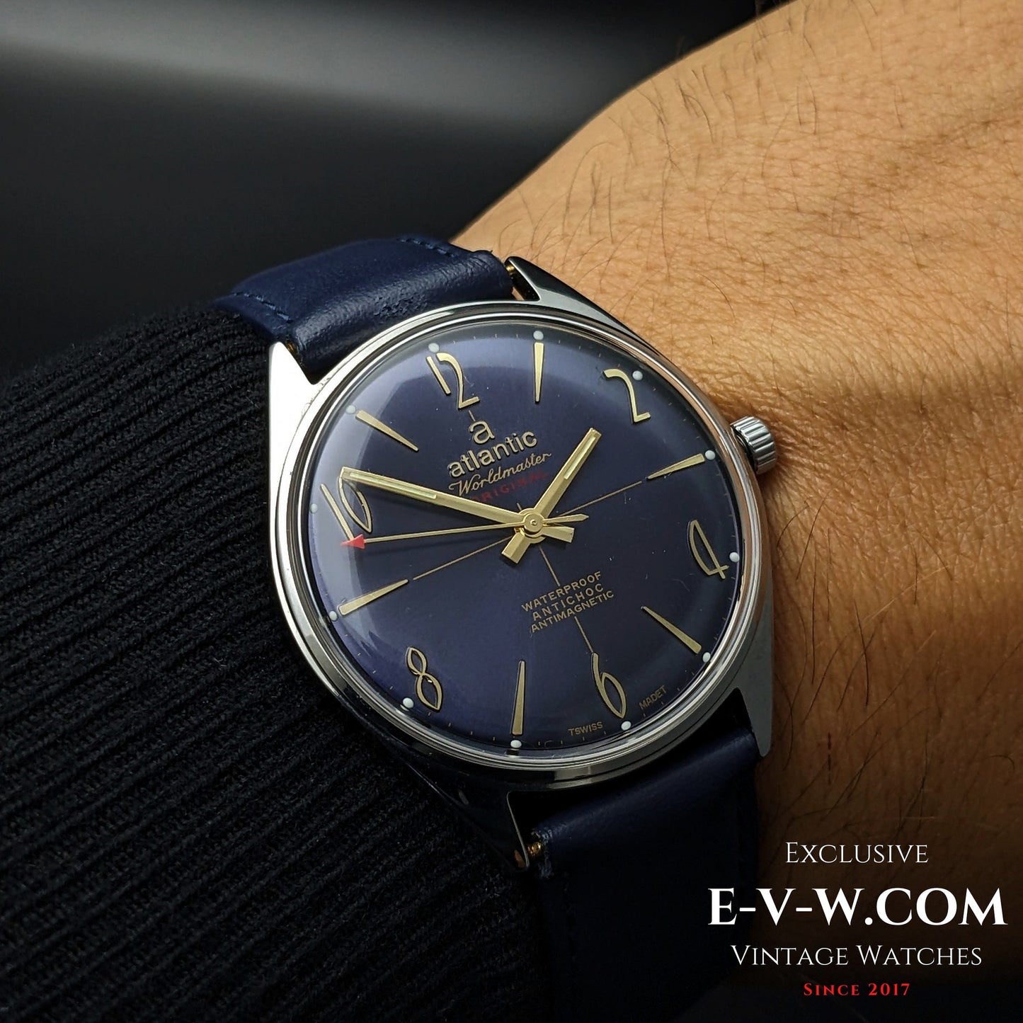 55 Years Old Vintage Atlantic Worldmaster Original Blue / Cal. 969 / Vintage 1970