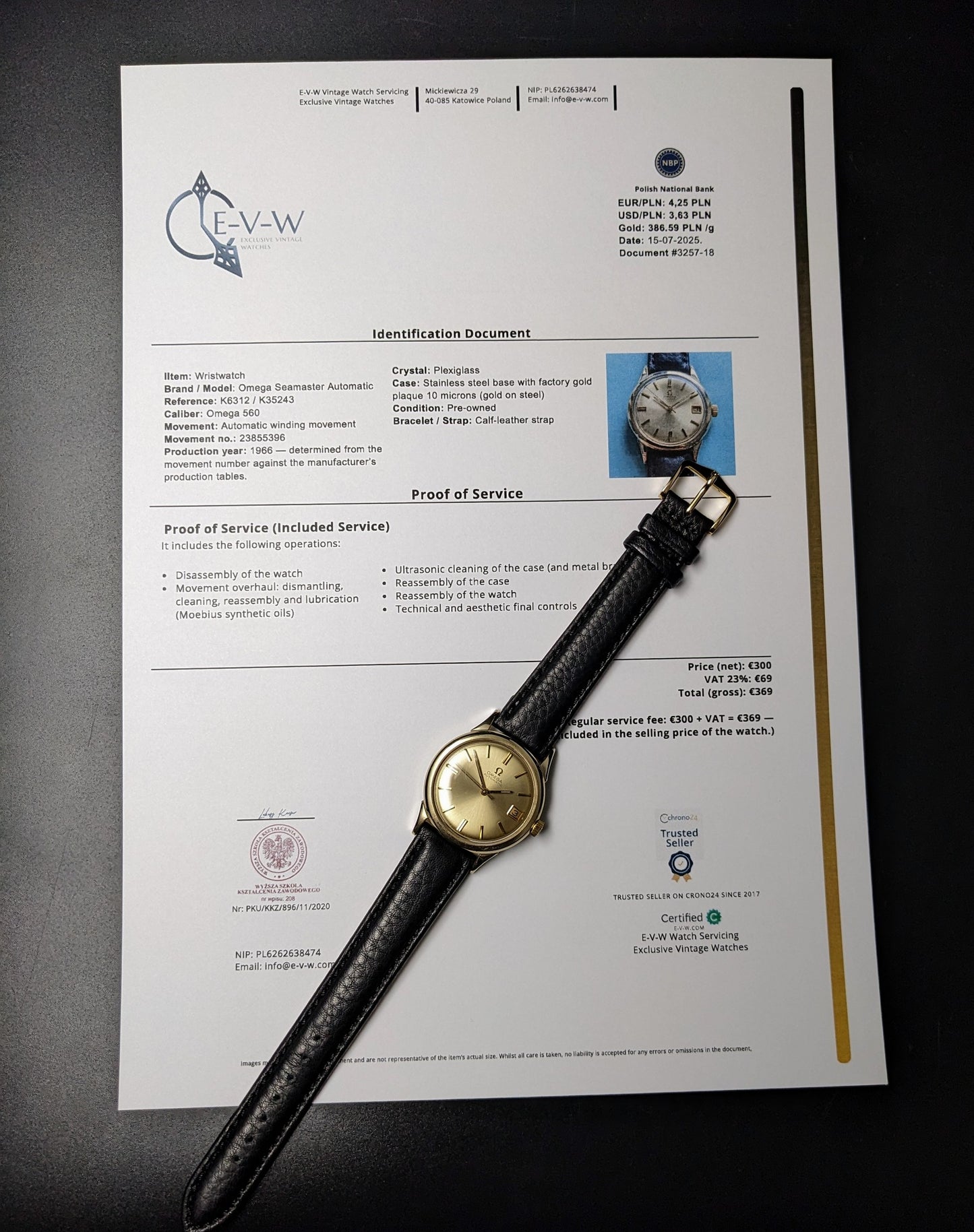 59 Years Old Vintage Omega AUTOMATIC | Gold Plated /Ref. K6312 | Cal. 560 | Vintage 1966 | Serviced
