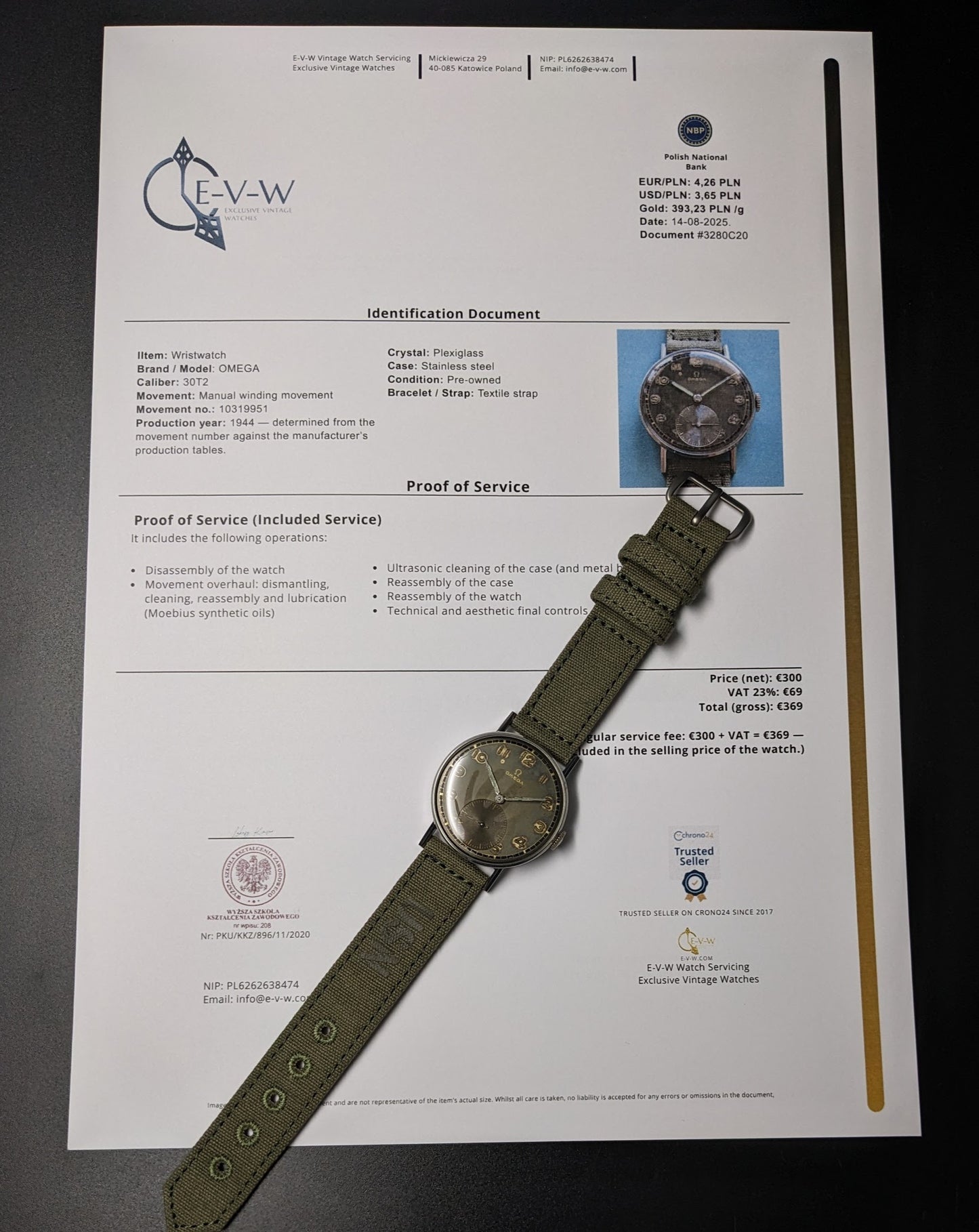 81 Years Old Vintage Omega WWII | Ref. 2383/2 | Cal. 30T2 | Vintage 1944 | Full service