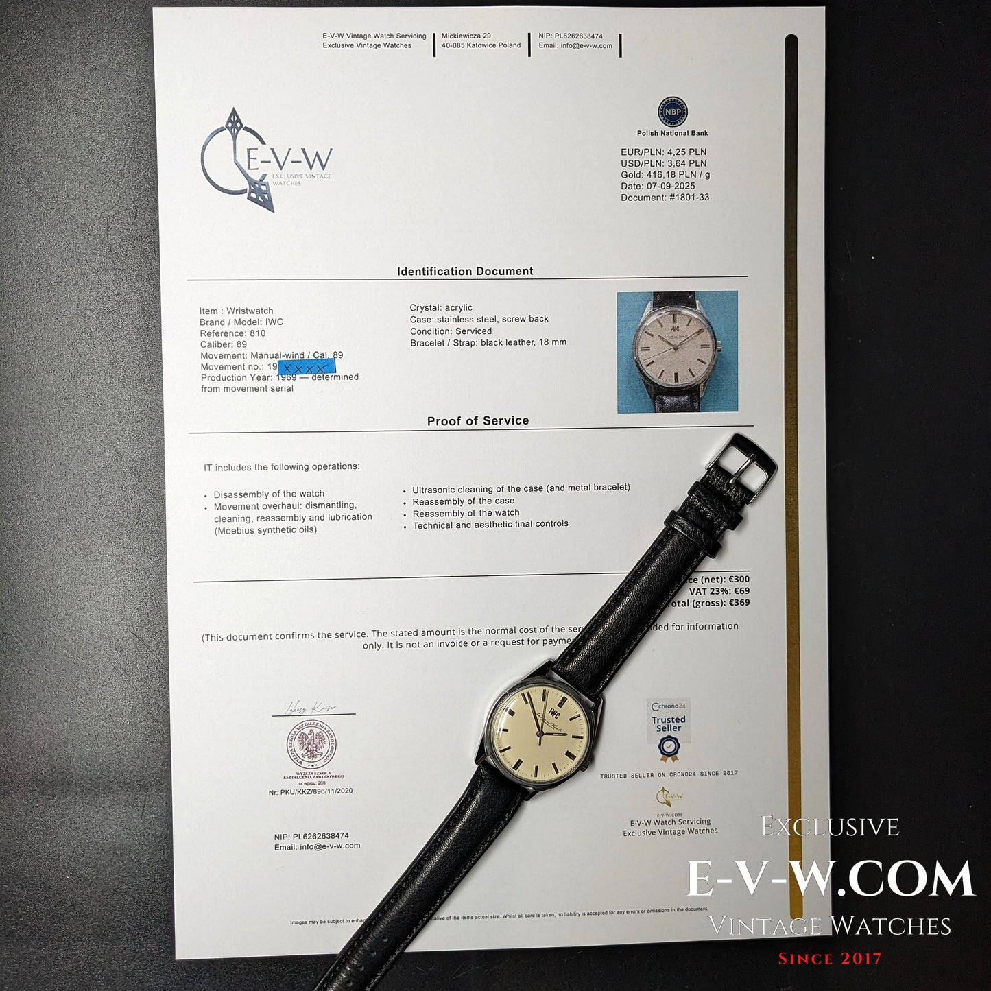 56 years old — IWC Schaffhausen - R 810 — Cal.89 — Vintage 1969 — Serviced