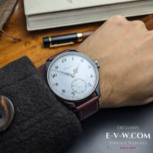 117 Jahre alte antike Longines Conversion (1908) | Emaille-Zifferblatt | Überholt