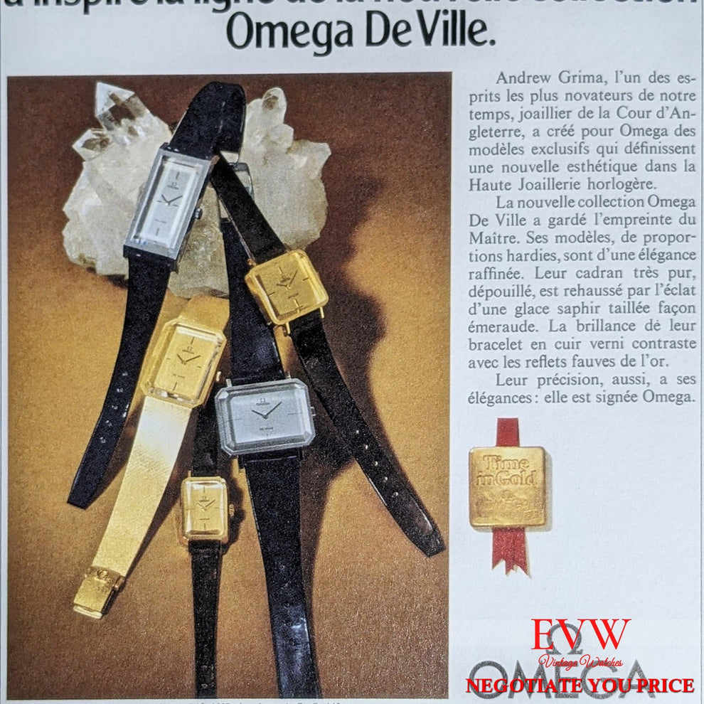 56 Years Old Vintage OmeganUnique Emerald Cut Sapphire Crystal "collection of Andrew Grim" / Vintage 1968