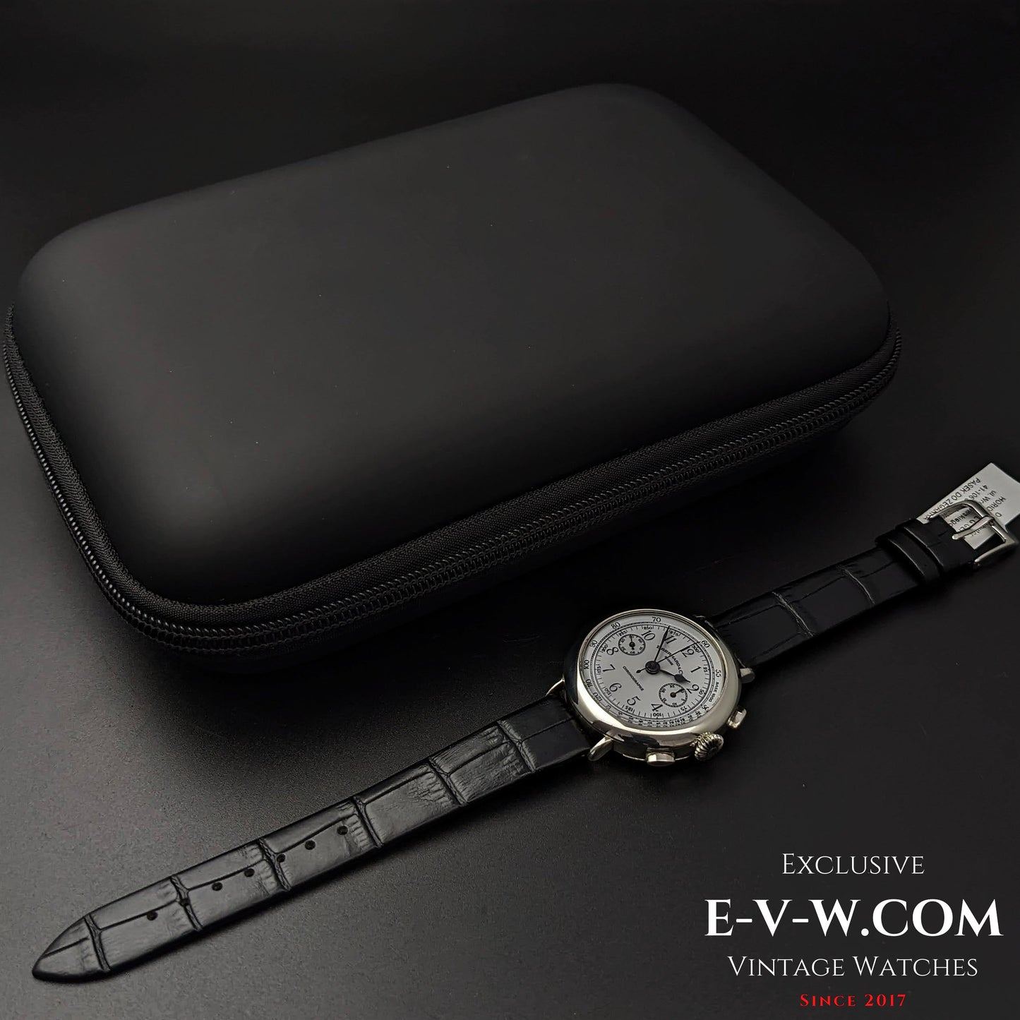 RARE 1987 Eberhard Chronographe Anniversary, Legendary Cal. 310-8 14" Sterling Silver Limited Edition/ Jumbo 38mm