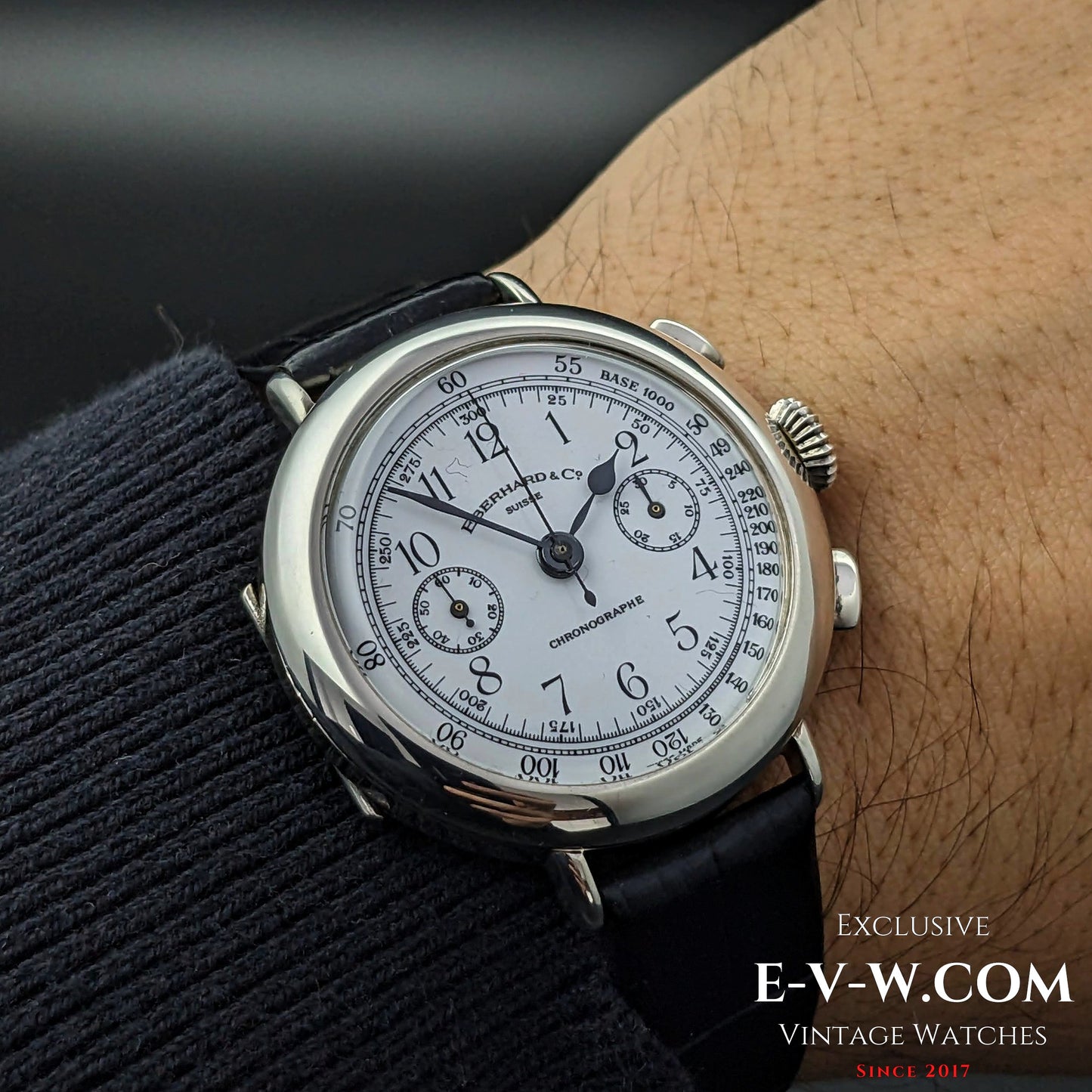 Eberhard & Co. SUISSE Chronographe Jumbo /925 Silber / Ref.310-8 31008 / Cal. 14