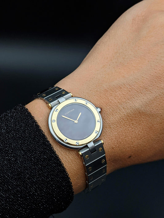 Cartier Santos Ronde Rare Burgundy Spider Dial Gold 18k -Steel