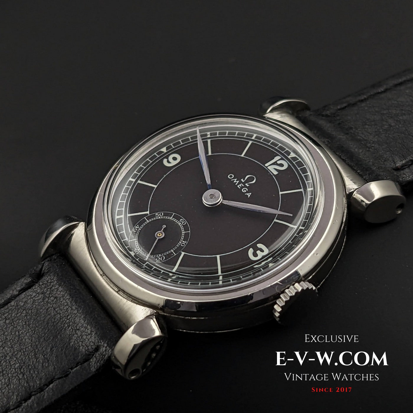 Omega Rare Vintage 1935 Scarab Art Deco / Black dial / cal 26.5 SOB T2