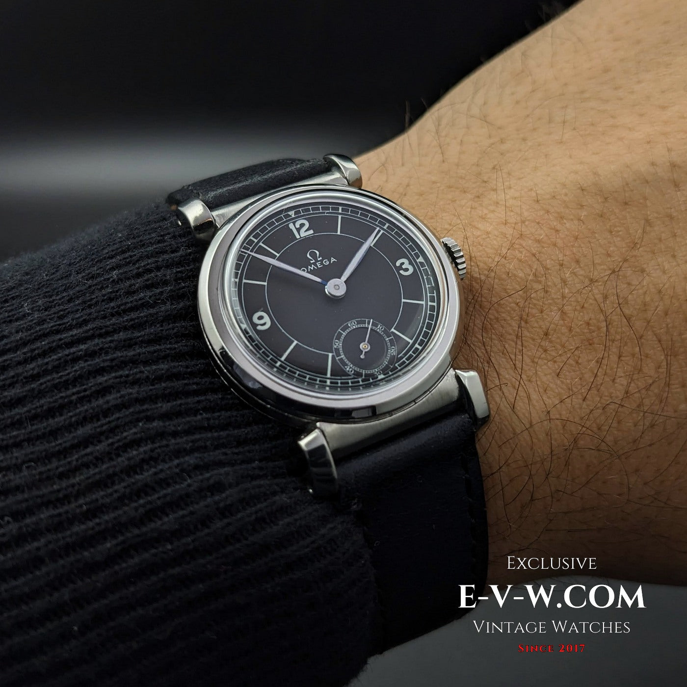 Omega Rare Vintage 1935 Scarab Art Deco / Black dial / cal 26.5 SOB T2