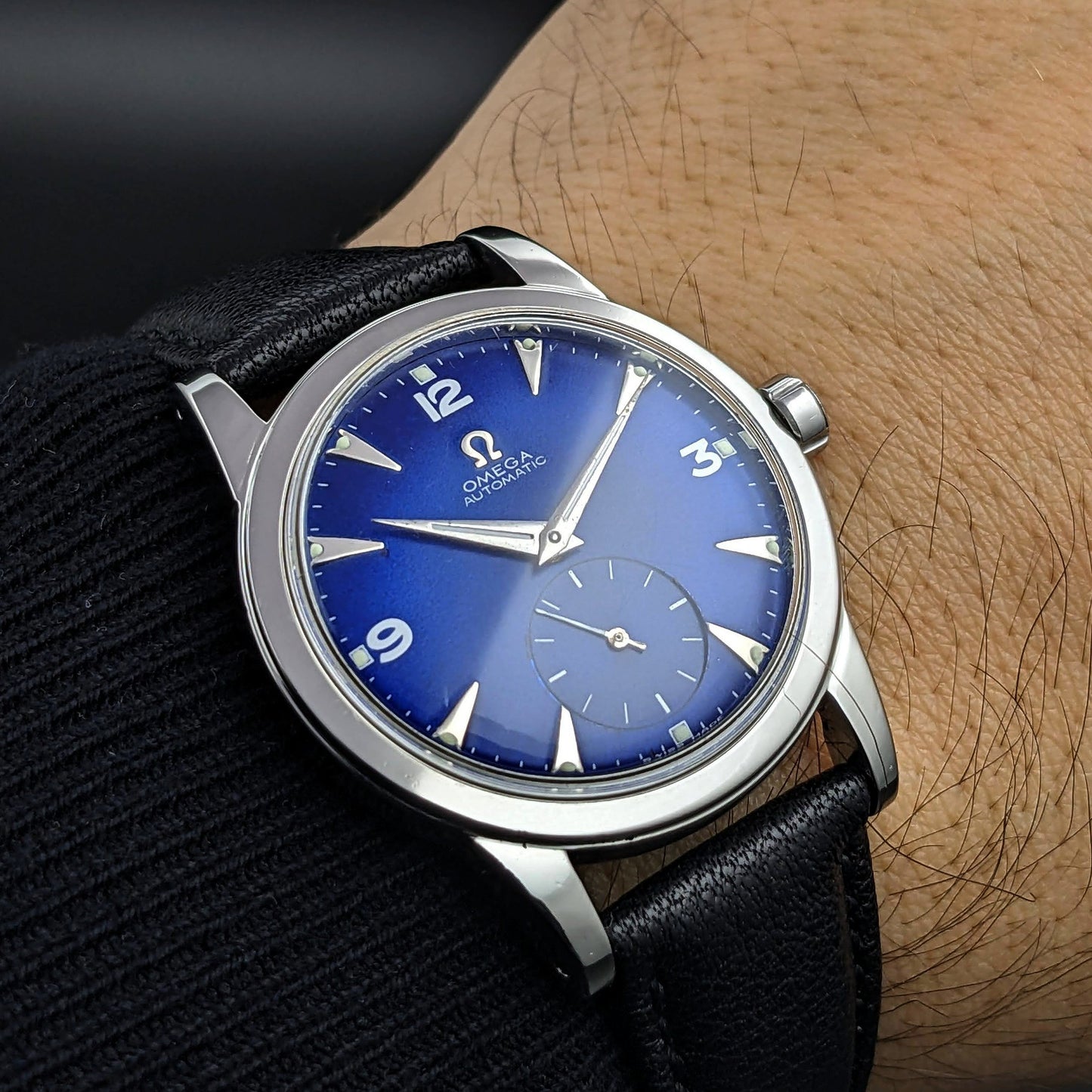 Omega Automatic Bumper / Vintage 1950 / Blue Dial / cal 342/ Ref. 2576-11