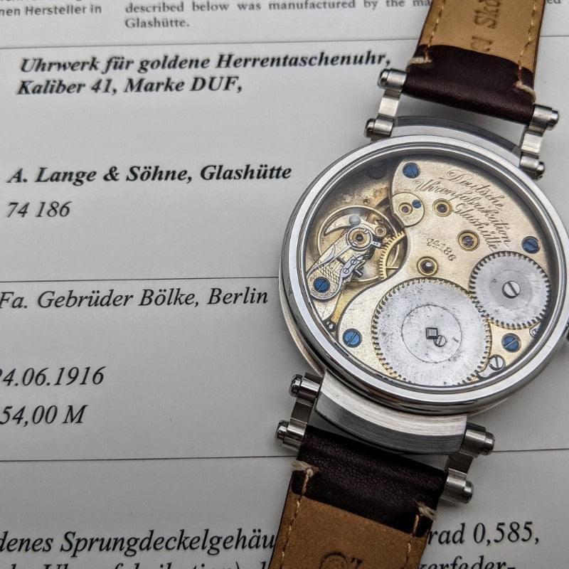 A. Lange & Söhne DUF "Deutsche Uhrenfabrikation" Glashutte Antique 1916 Marriage Watch