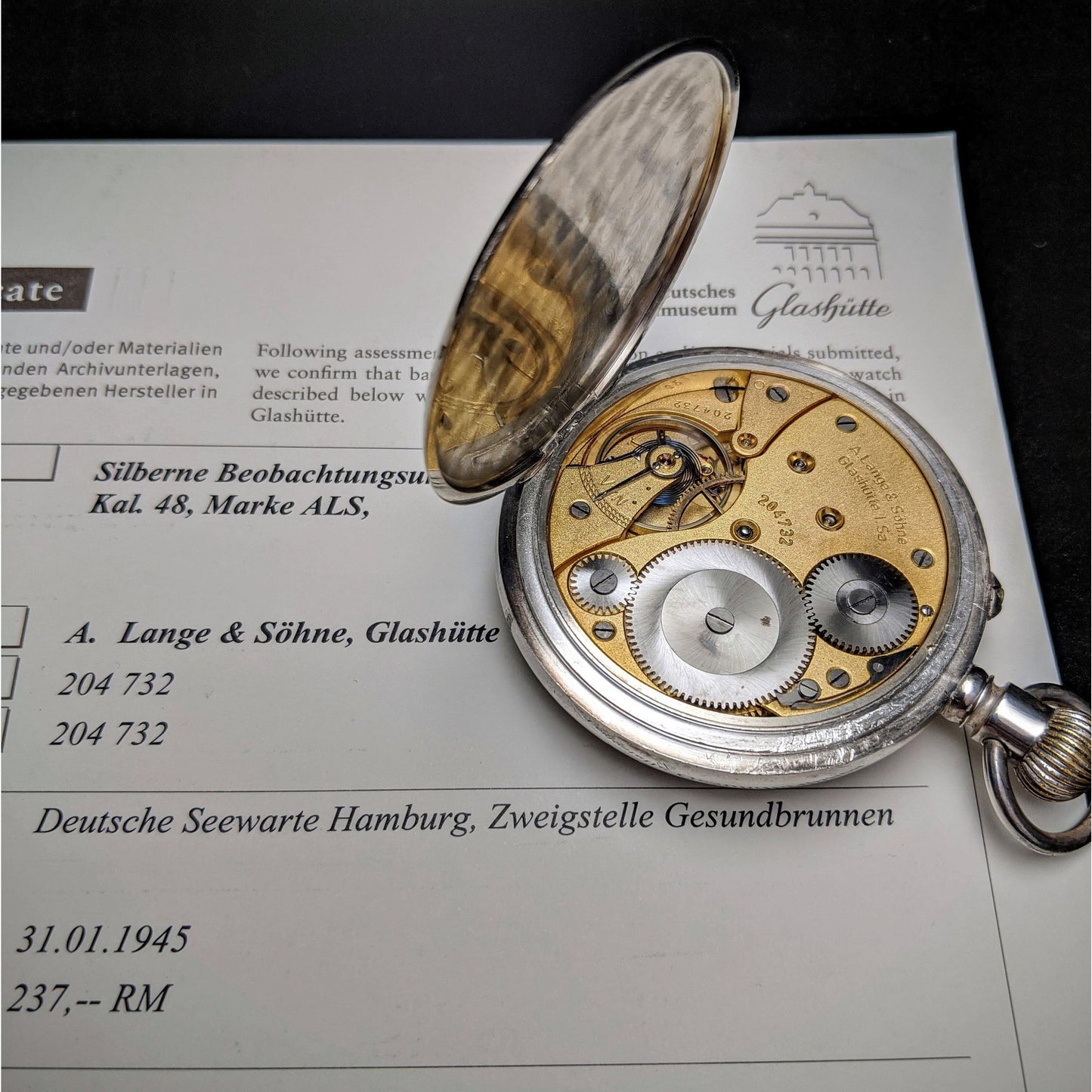 A. Lange & Söhne Pocket Watch WW II Military U Boat B-Uhr 1945