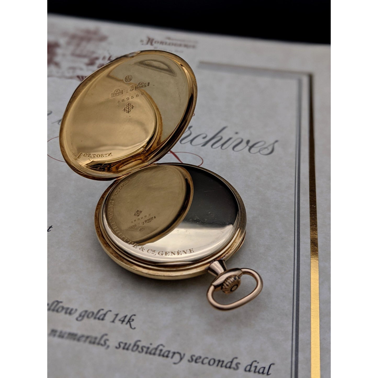 Patek Philippe 1924 unique Geneve Gold with Extract from Patek Philippe Archives - E-V-W.com