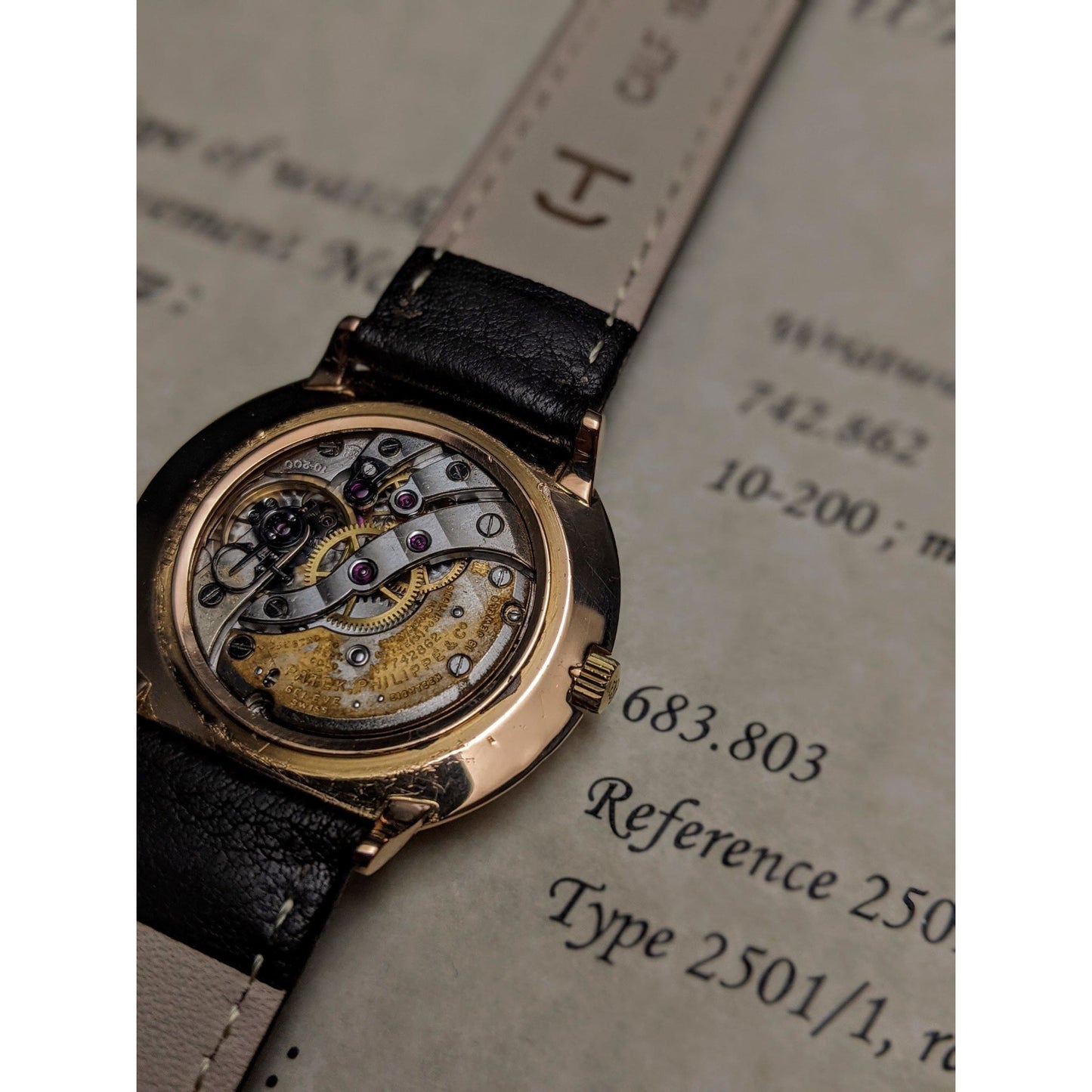 Patek Philippe Calatrava from 1954 with unique 18K Rose Gold case / Documents - E-V-W.com