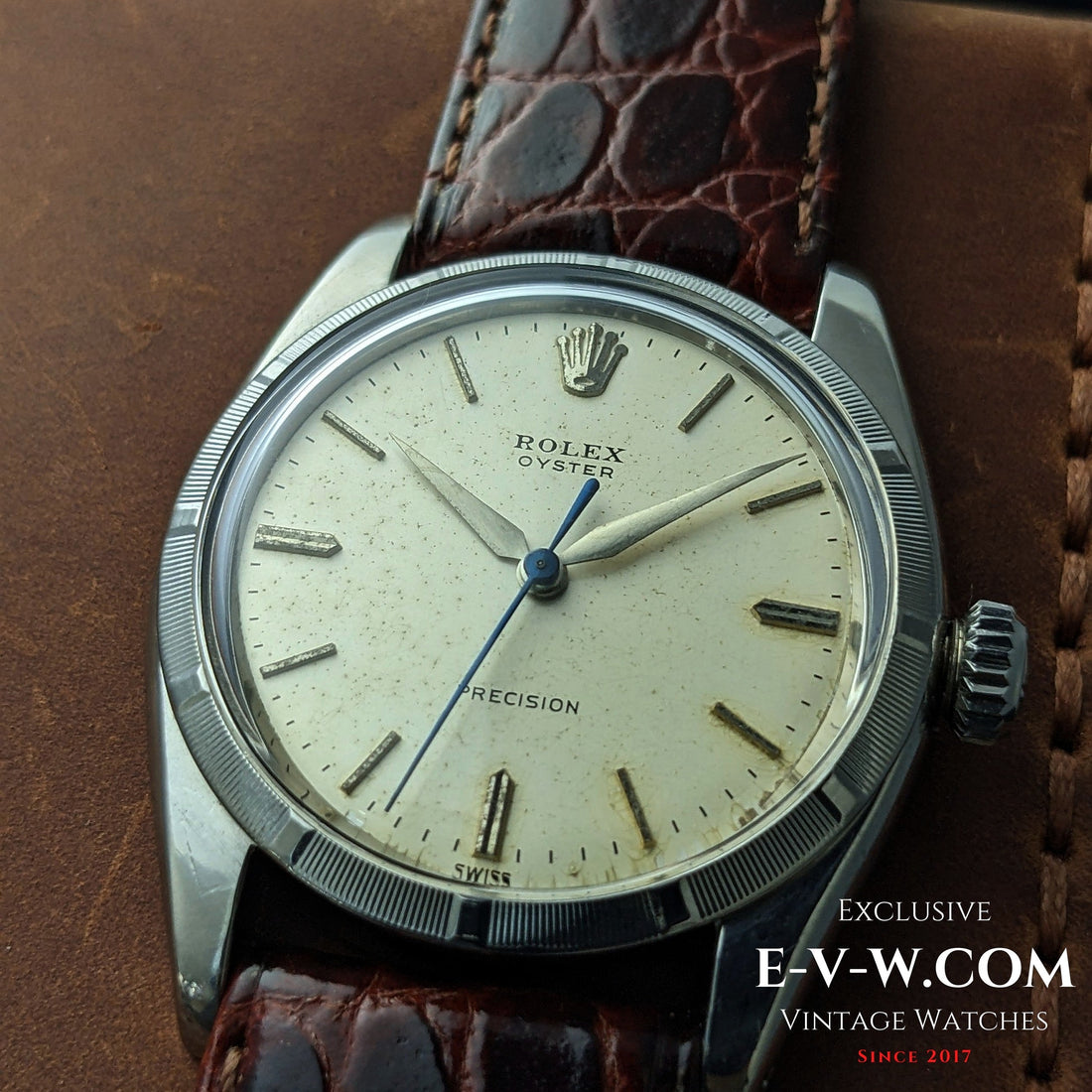 Non-Lume Rolex Oyster Precision 6427 (1960s) — “SWISS Only” Dial, Cal. 1210, Engine-Turned Bezel