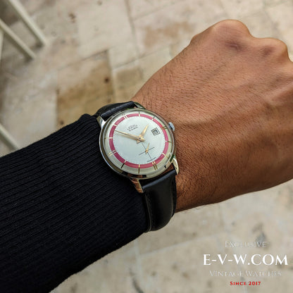 1960s — PRIM — Bulls eye two tone pink dial —  Cal 521 — Vintage 1960 — Serviced