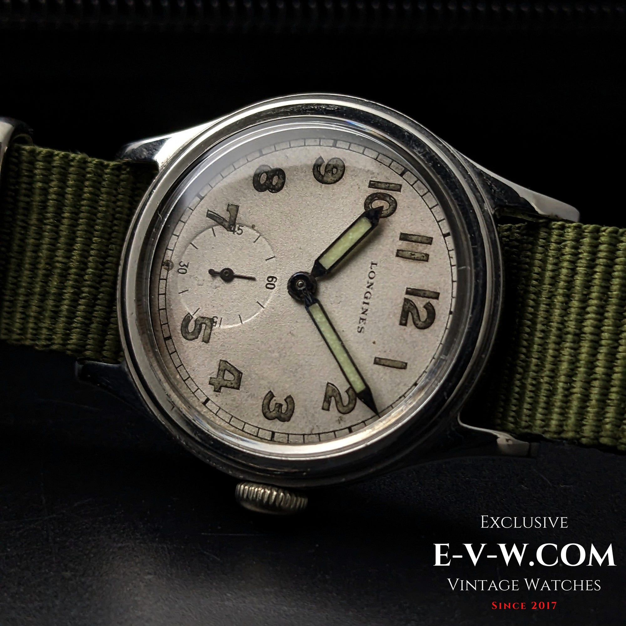 83 Jahre alte Longines Vintage-Uhr aus dem Zweiten Weltkrieg / Militär / Ref. 6172 / Kal. 1068Z / Baujahr 1942 / Generalüberholt