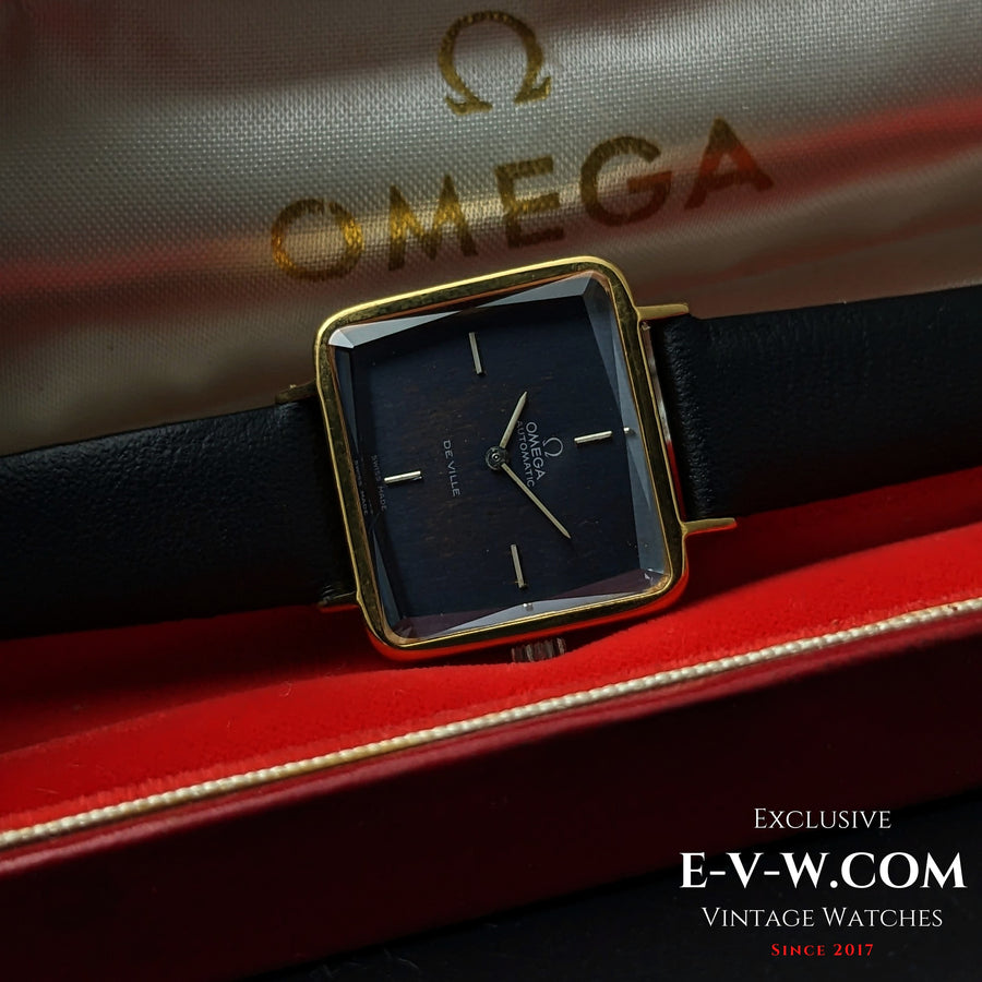 Vintage Omega DeVille Automatic / Emerald Cut Sapphire Cristal / Cal. 661 / Antique 1972