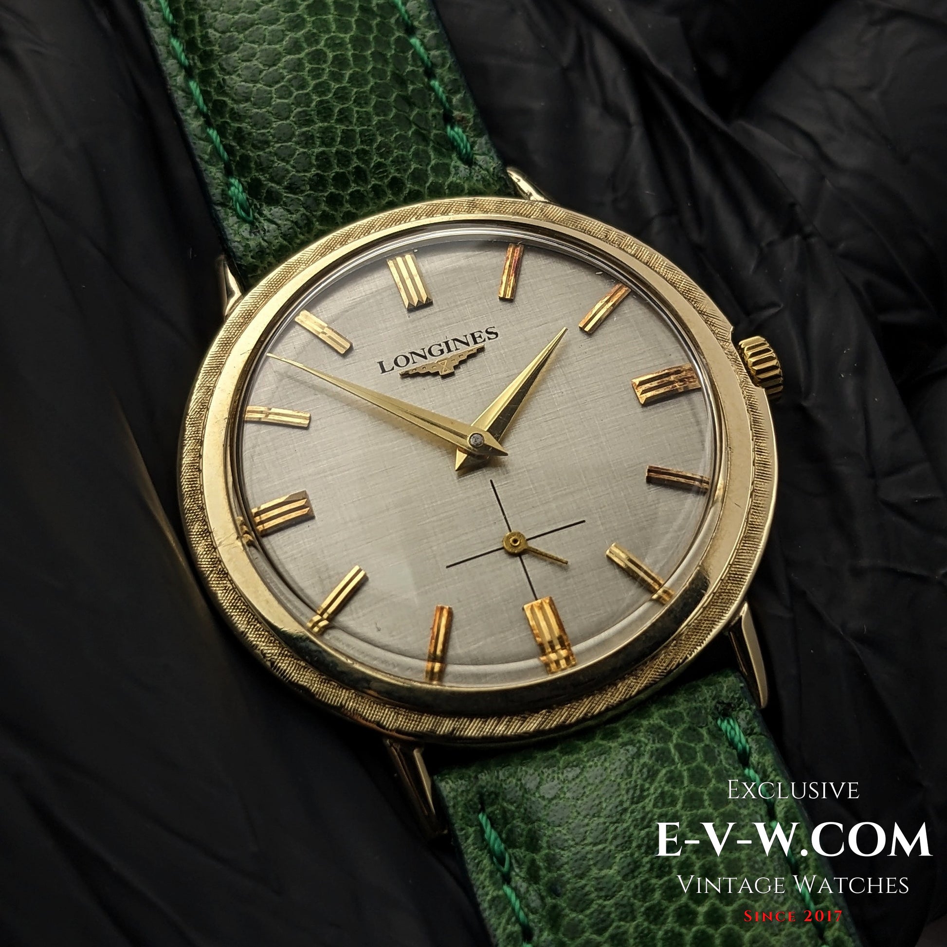 66 Years Old Vintage 1958 Longines 14k Gold / Art Deco Textured Bezel / Brushed Dial / Cal. 32Z