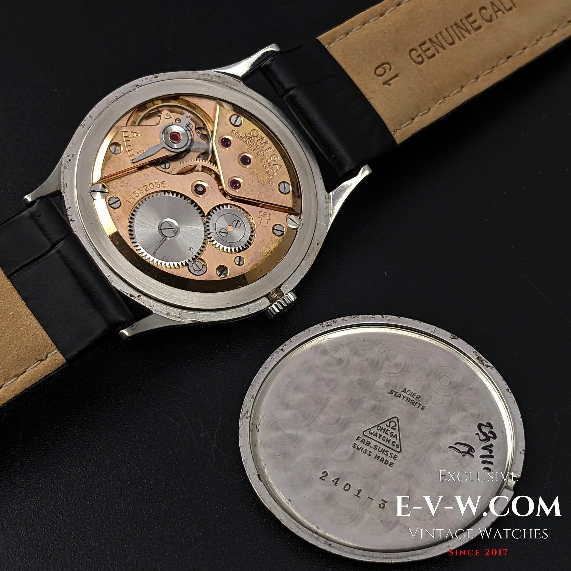 Omega vintage de 76 ans, cadran bleu, réf. 2401-3 / Cal. 360 / Année de fabrication : 1947