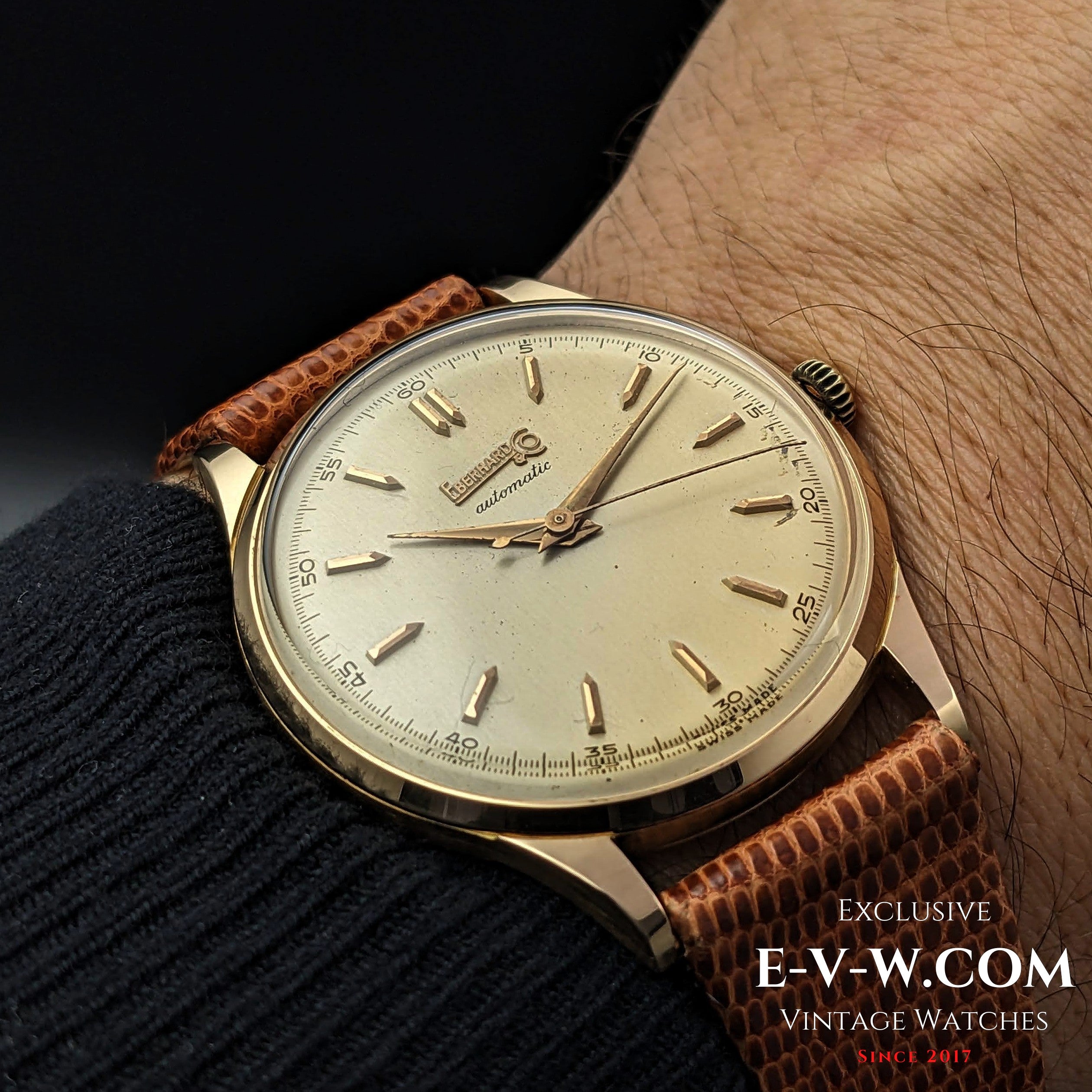 74 Years Old Vintage Eberhard Co 18k Gold Automatic Ref. 11601 C Exclusive Vintage Swiss Watches