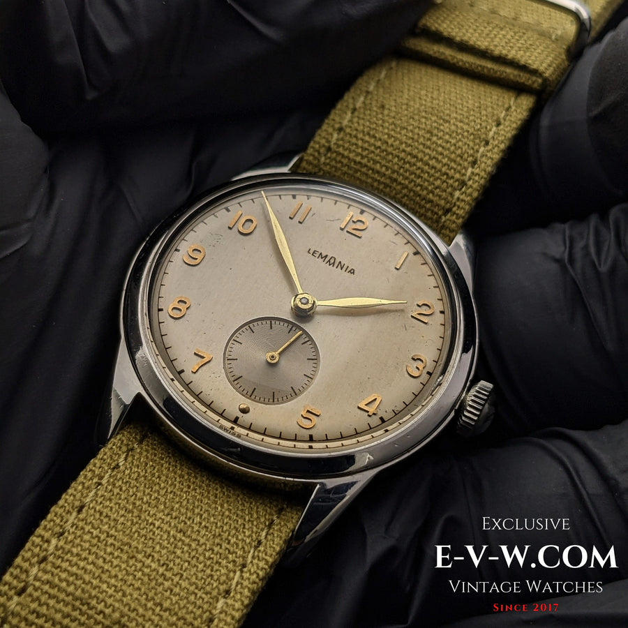 70 Jahre alte Vintage-Lemania im Militärstil / Kal. 3000 / Vintage aus den 1950er Jahren