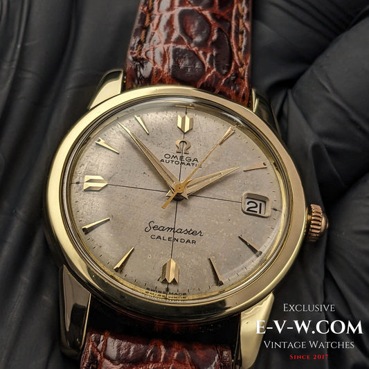 70 Years Old Vintage Omega Seamaster Calendar Solid Gold Ref. 2849 SC / Cal. 503 / Vintage 1954 / e-v-w.com