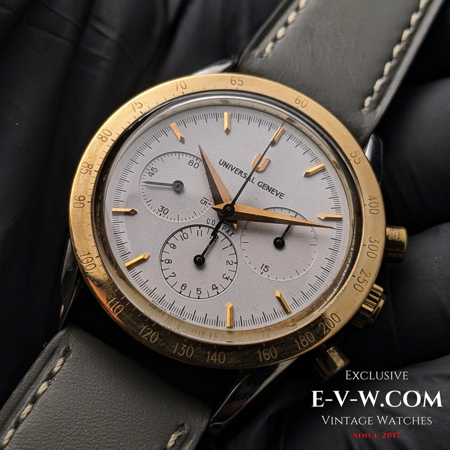 Universal Genève COMPAX Chronograph / Stahl &amp; 18 Karat Gold / Ref. 384.445 / Kal. Lemania 1873