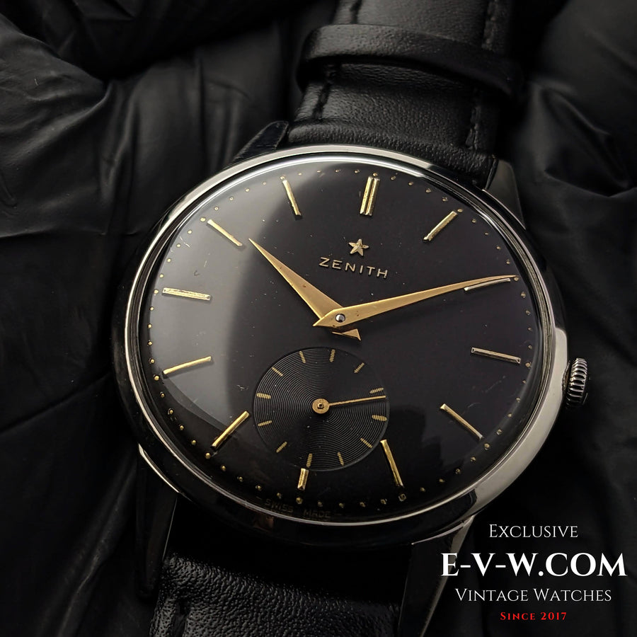 Montre Zenith vintage noire de 67 ans / Cal. 40 / Année 1956