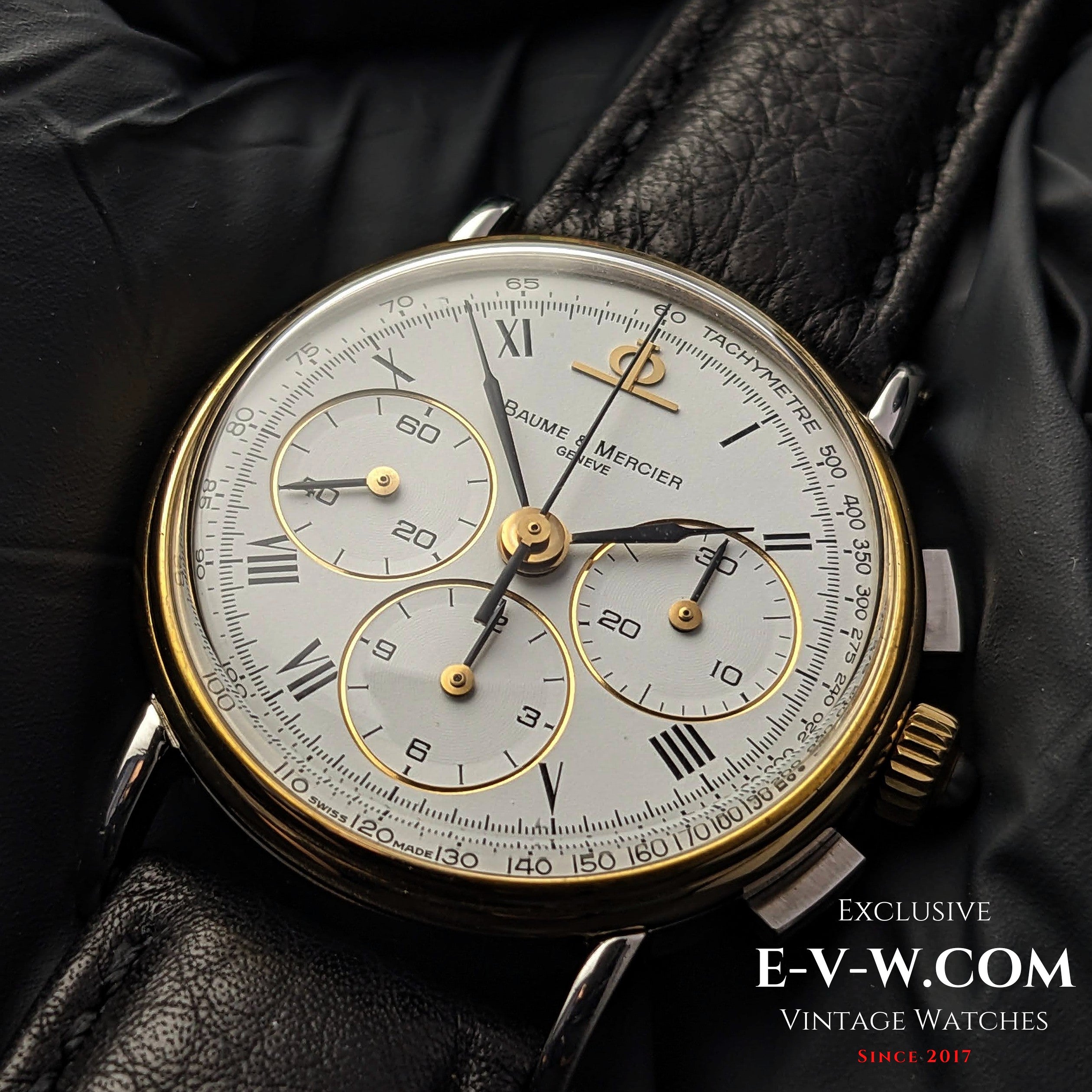 40 Years Old Vintage Baume Mercier Chronograph Steel Gold Ref. 610 Exclusive Vintage Swiss Watches