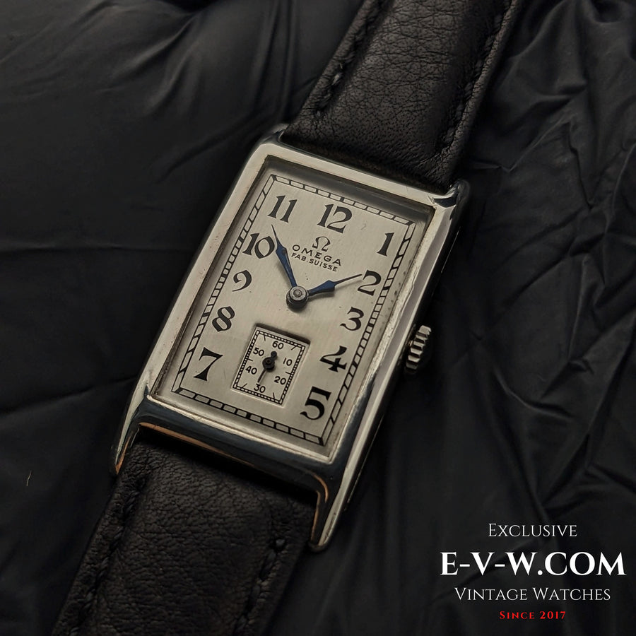 94 Years Old Antique Rare Omega Fab Suisse Tank / Silver case / Art Deco / Cal. F20 / Antique 1930