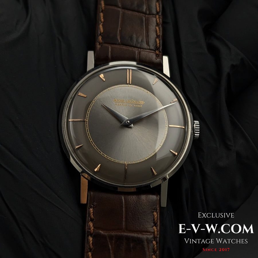 70 Jahre alte Vintage-Uhr von Jaeger-LeCoultre / Zweifarbiges Zifferblatt mit Bullseye-Muster / Kal. 480 / Vintage aus den 1950er Jahren