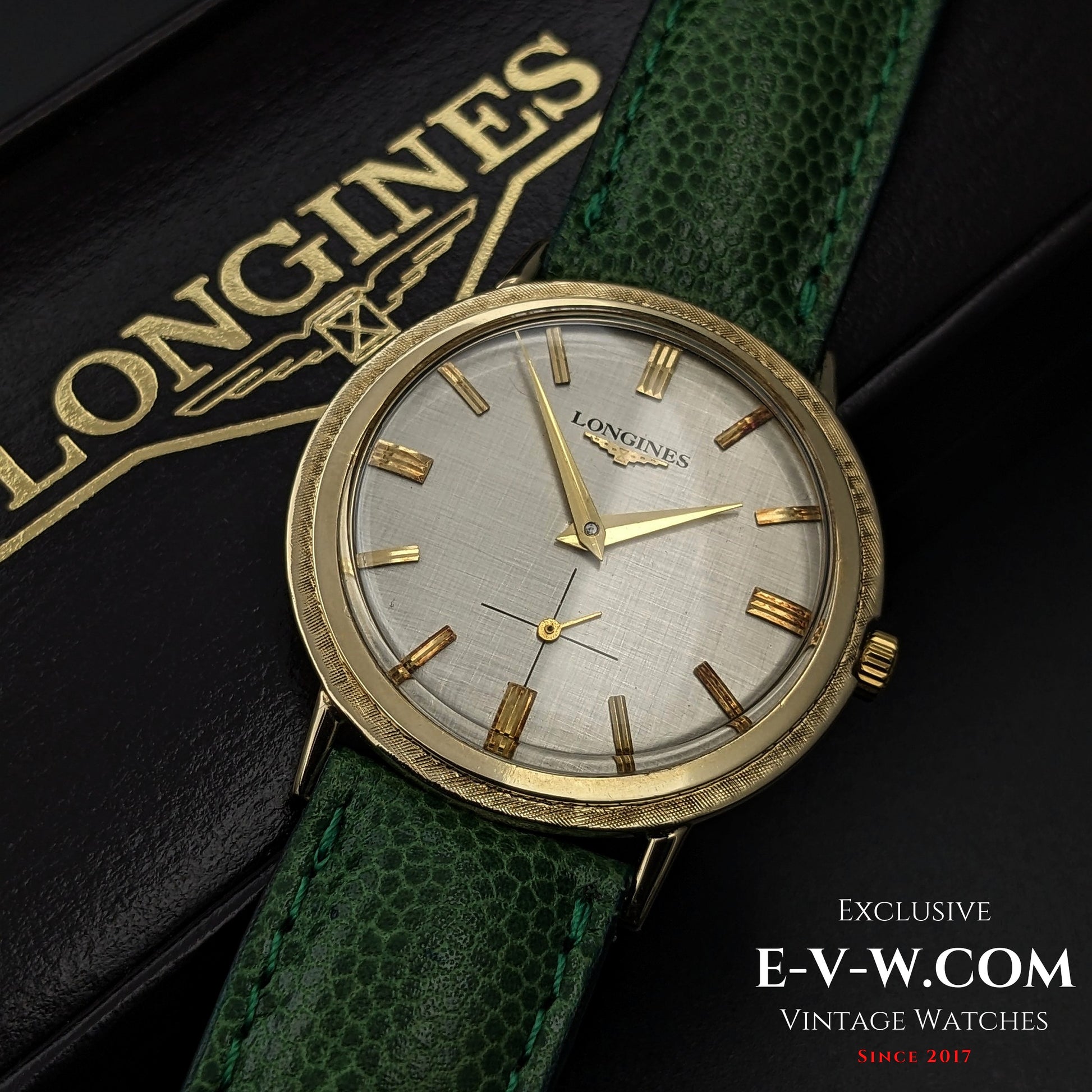 66 Years Old Vintage 1958 Longines 14k Gold / Art Deco Textured Bezel / Brushed Dial / Cal. 32Z