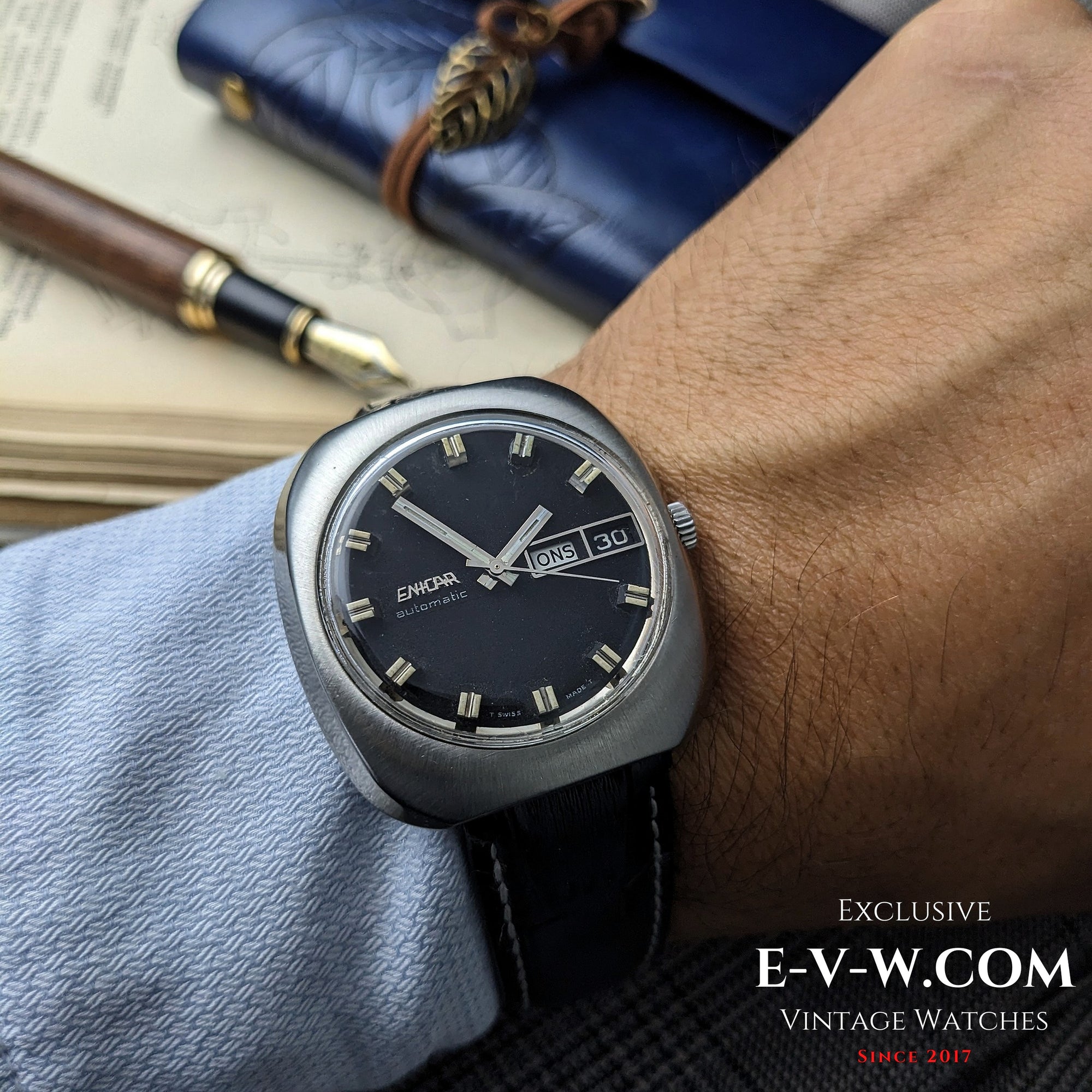 Enicar Day-Date | مرجع 147-01-13 | عيار AR 1147 | عتيق 1970 | خضع للصيانة