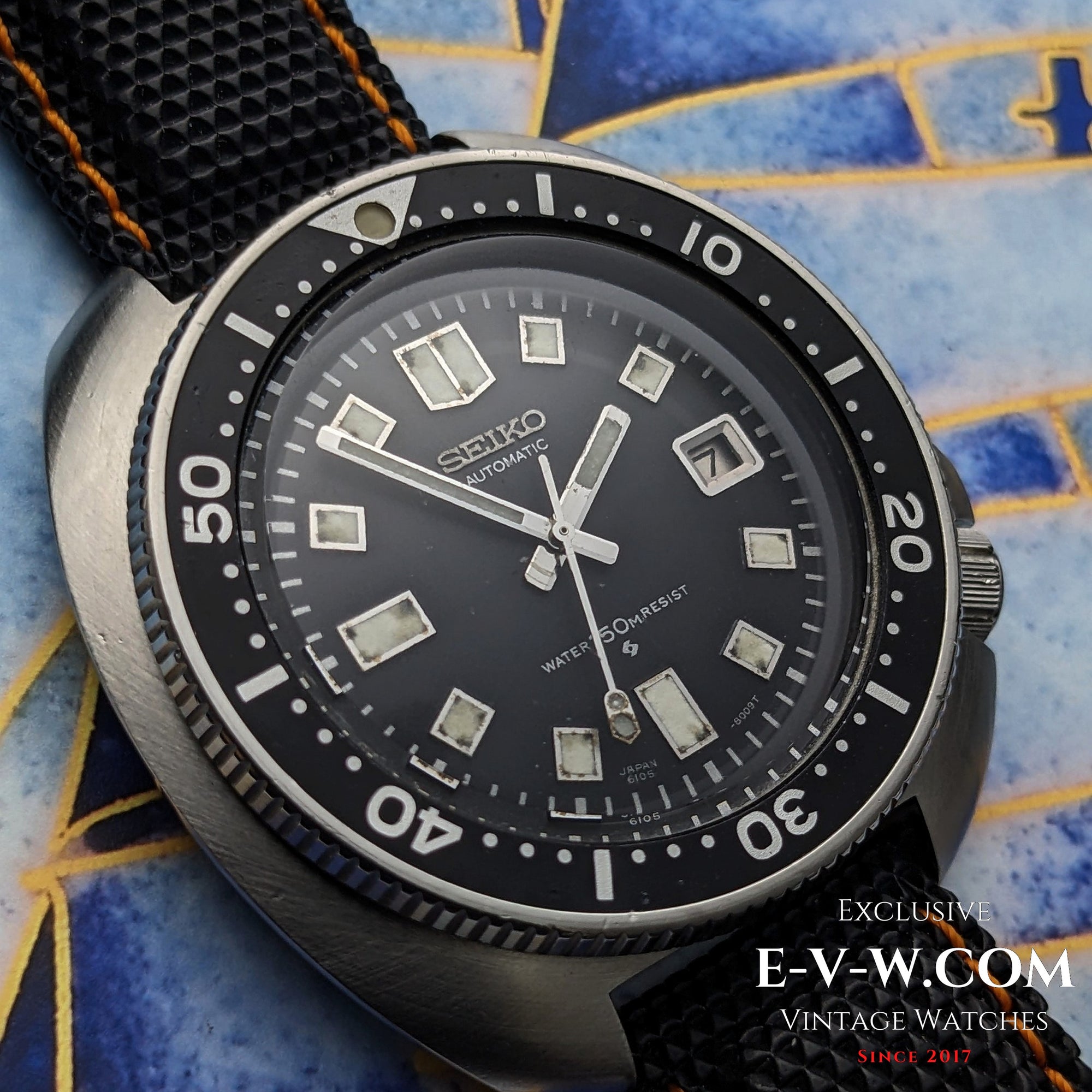 ساعة عتيقة عمرها 55 سنة SEIKO Diver Capitan Willard أوتوماتيكية، مرجع 6105-8110 / العيار 6105B / عتيقة من سبعينات القرن الماضي / تم صيانتها