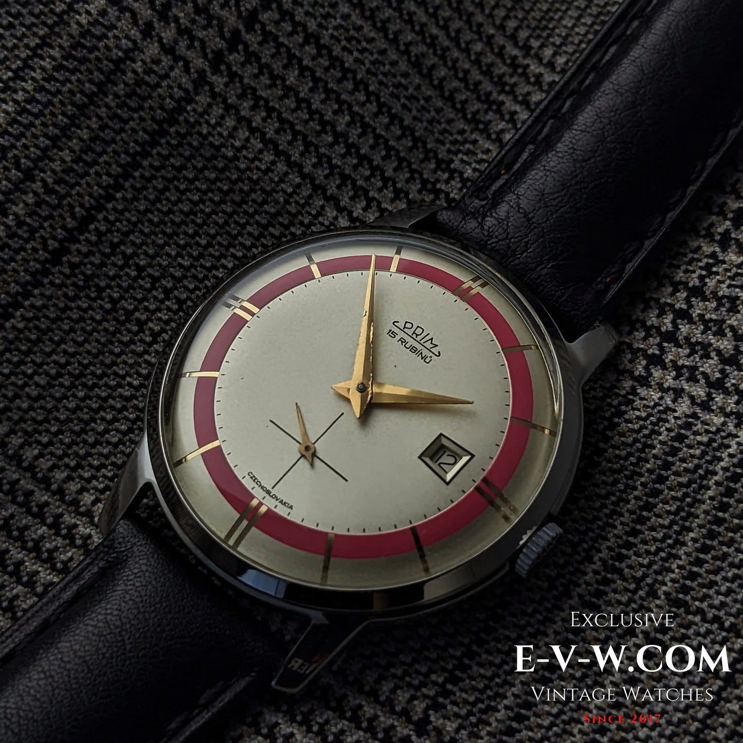 1960s — PRIM — Bulls eye two tone pink dial —  Cal 521 — Vintage 1960 — Serviced