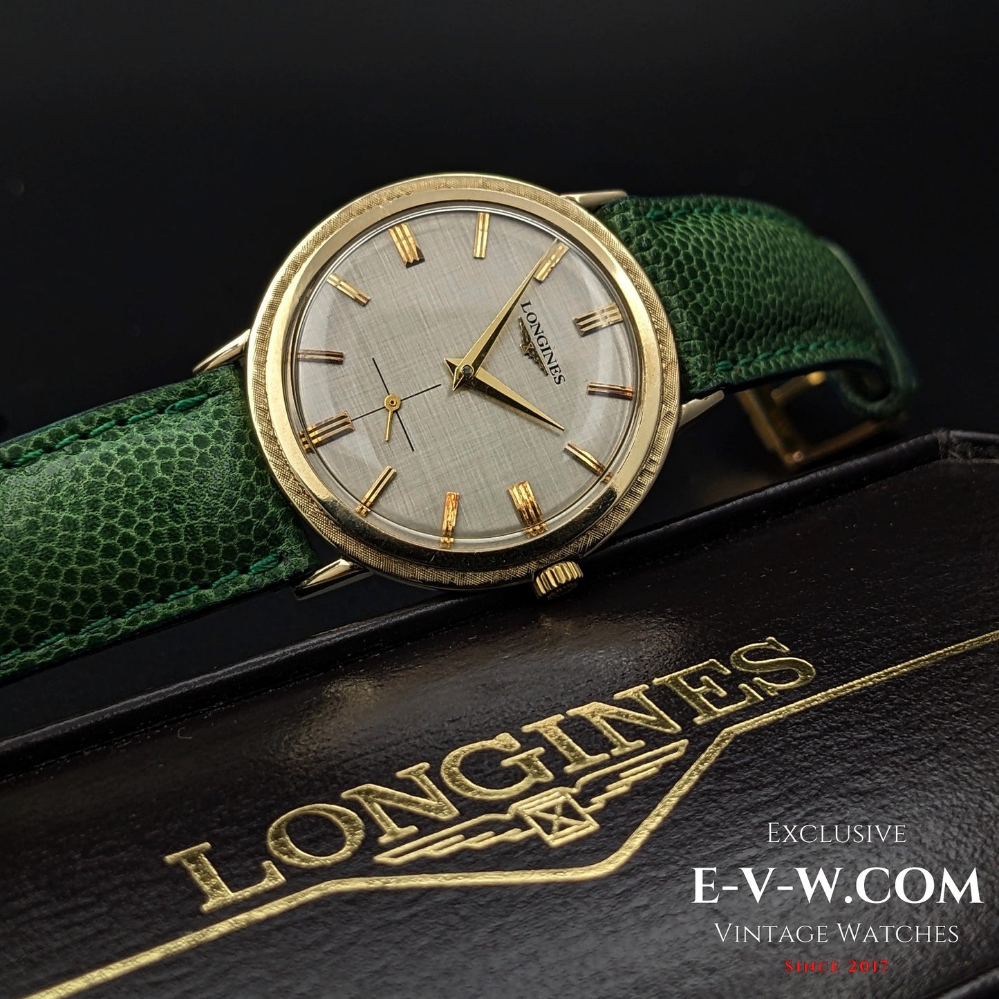 66 Years Old Vintage 1958 Longines 14k Gold / Art Deco Textured Bezel / Brushed Dial / Cal. 32Z